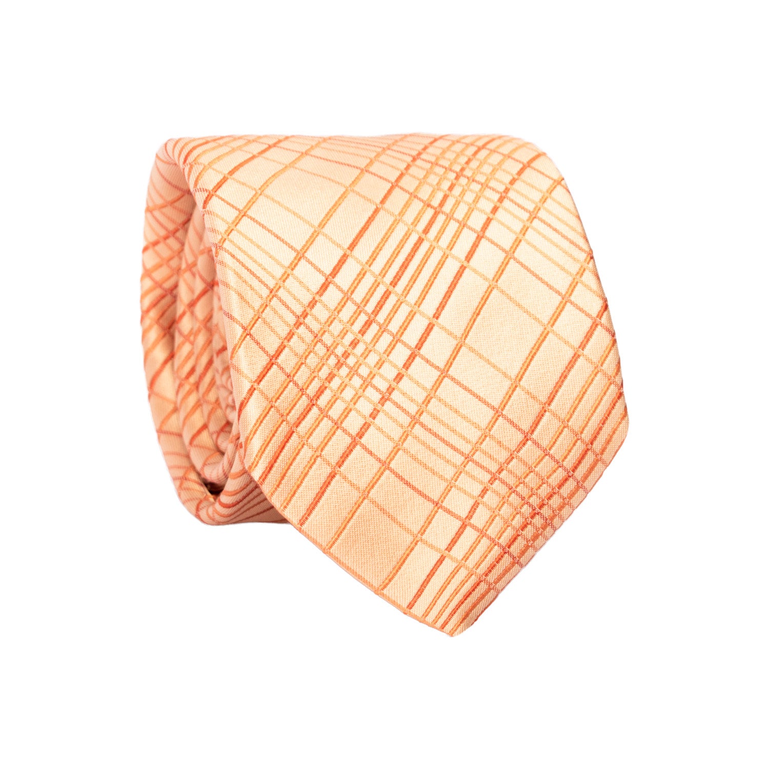 Cravatta a Quadri di Seta Arancione 7190 Graffeo Cravatte Made in Italy Rotolo