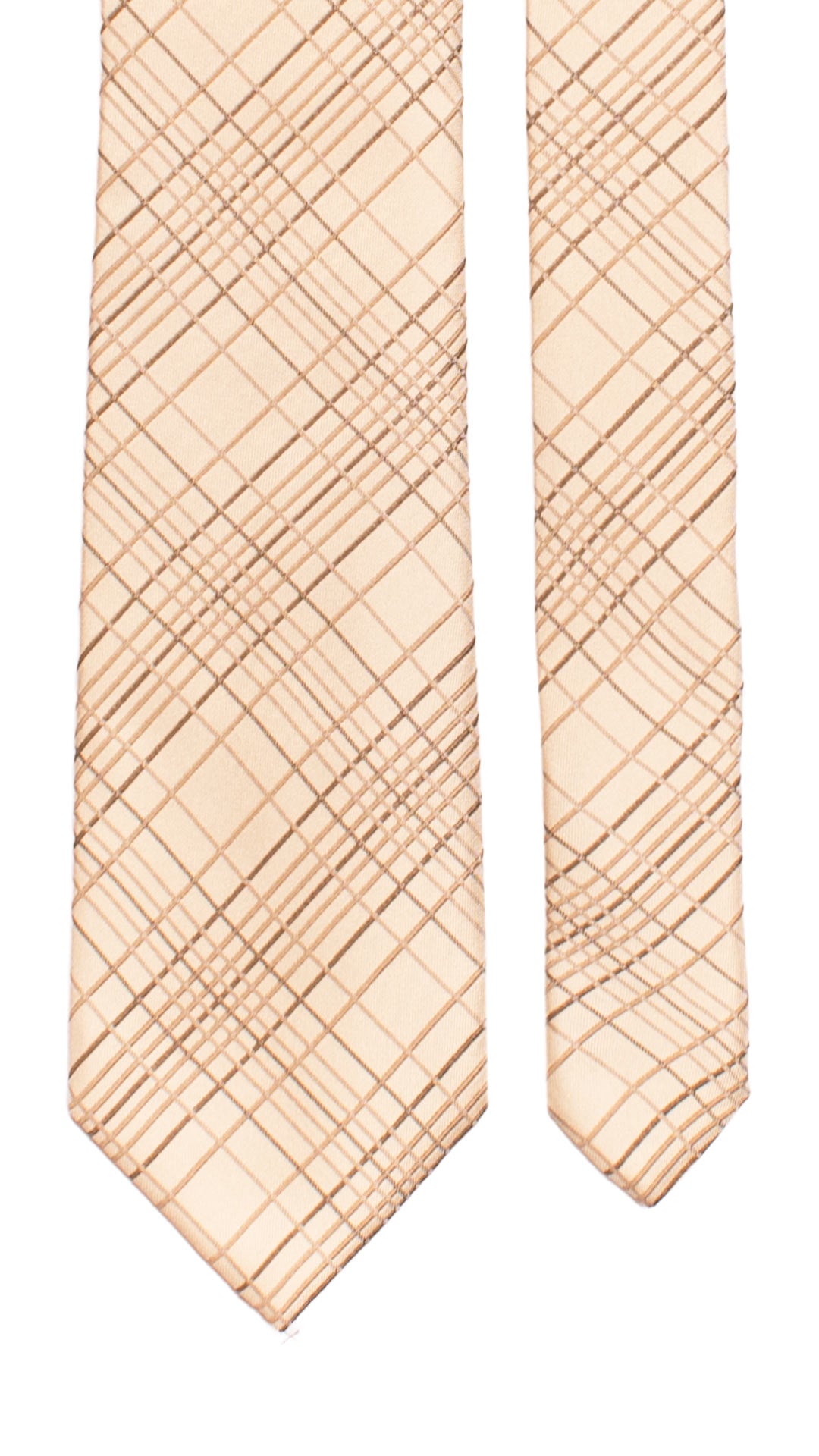 Cravatta a Quadri di Seta Beige Marrone 7188 Graffeo Cravatte Made in Italy Pala