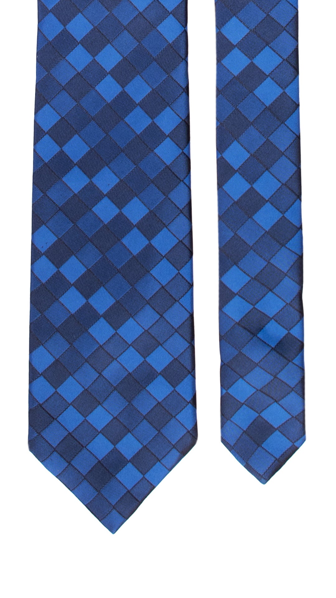 Cravatta a Quadri di Seta Bluette 7294 Graffeo Cravatte Made in Italy Pala