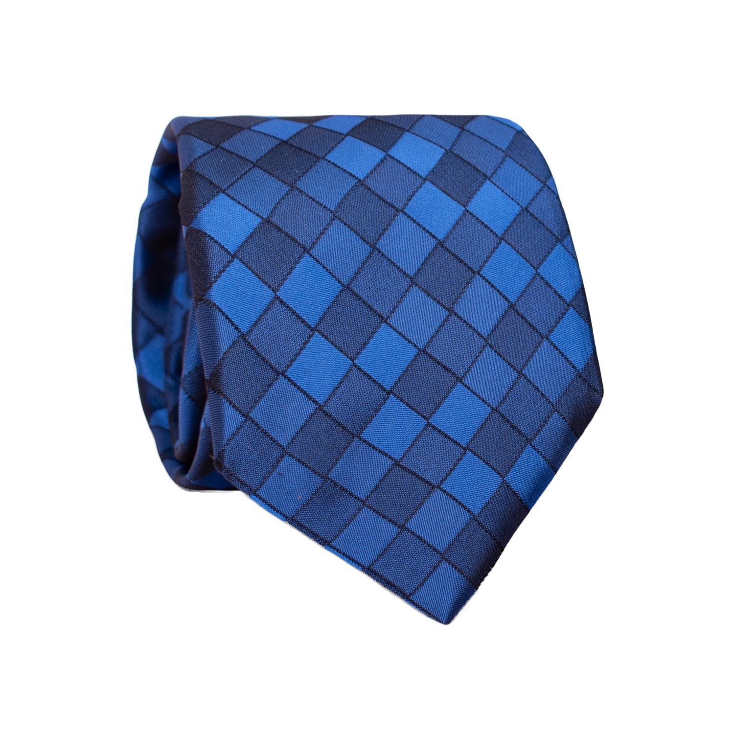 Cravatta a Quadri di Seta Bluette 7294 Graffeo Cravatte Made in Italy Rotolo