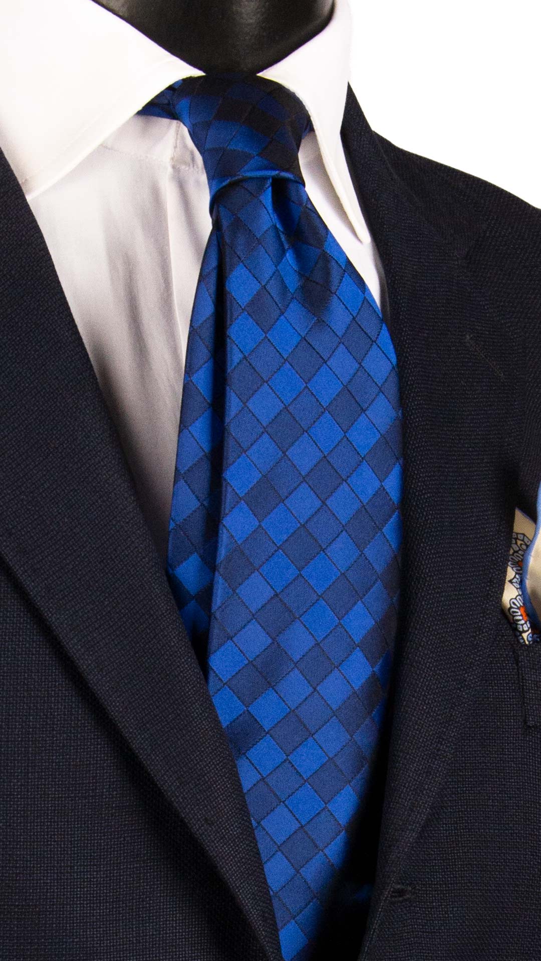 Cravatta a Quadri di Seta Bluette 7294 Graffeo Cravatte Made in Italy