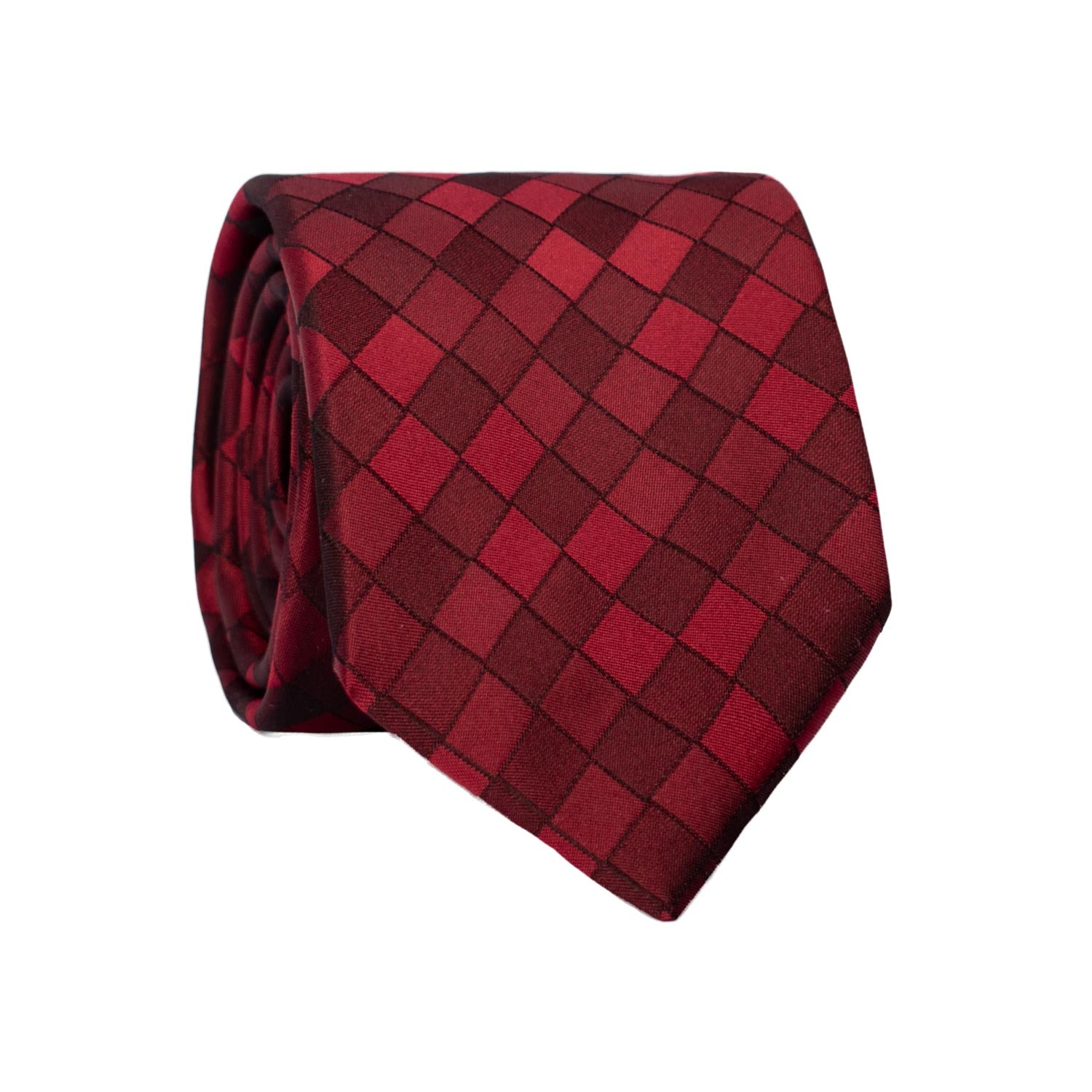 Cravatta a Quadri di Seta Bordeaux 7295 Graffeo Cravatte Made in Italy Rotolo