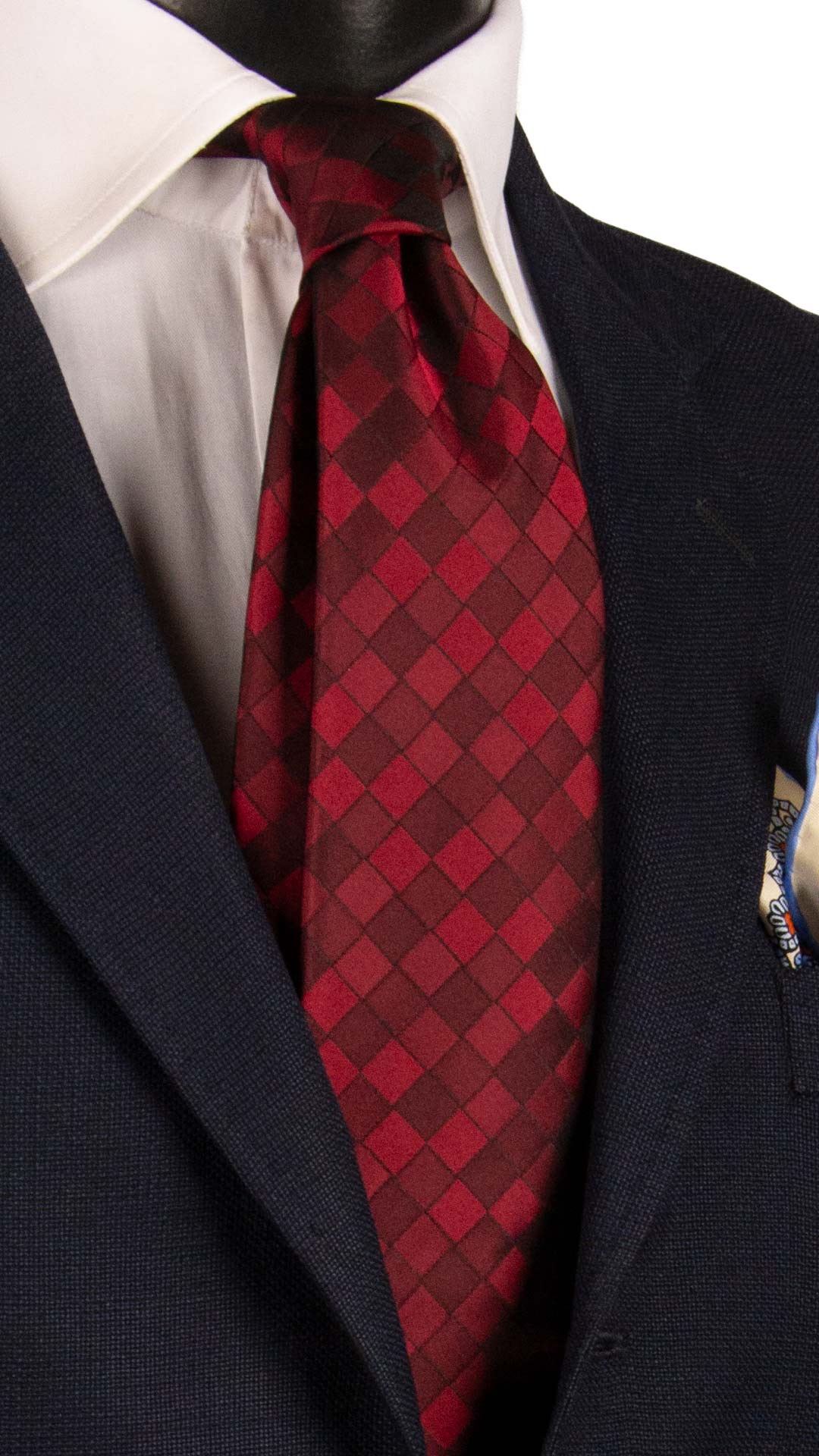 Cravatta a Quadri di Seta Bordeaux 7295 Graffeo Cravatte Made in Italy