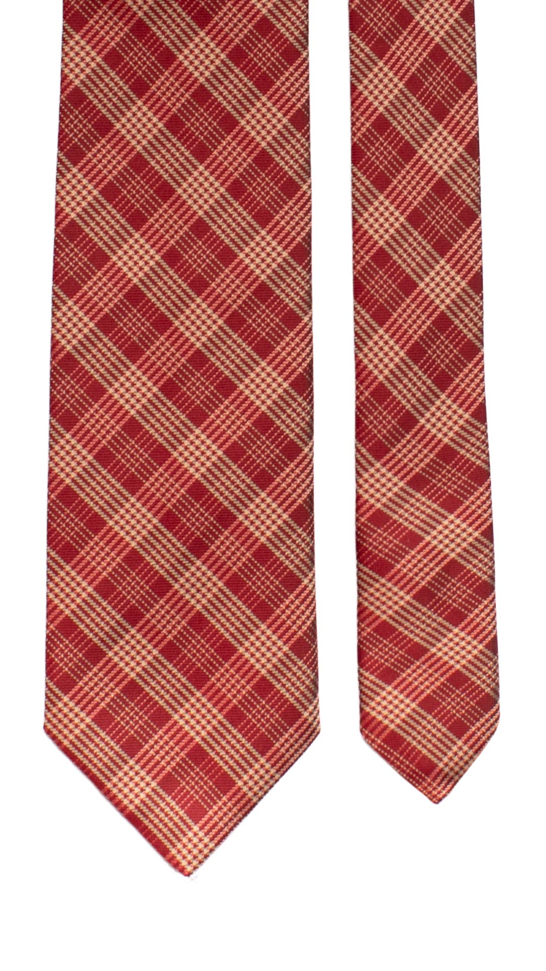 Cravatta a Quadri di Seta Bordeaux Beige 7374 Graffeo Cravatte Made in Italy Pala