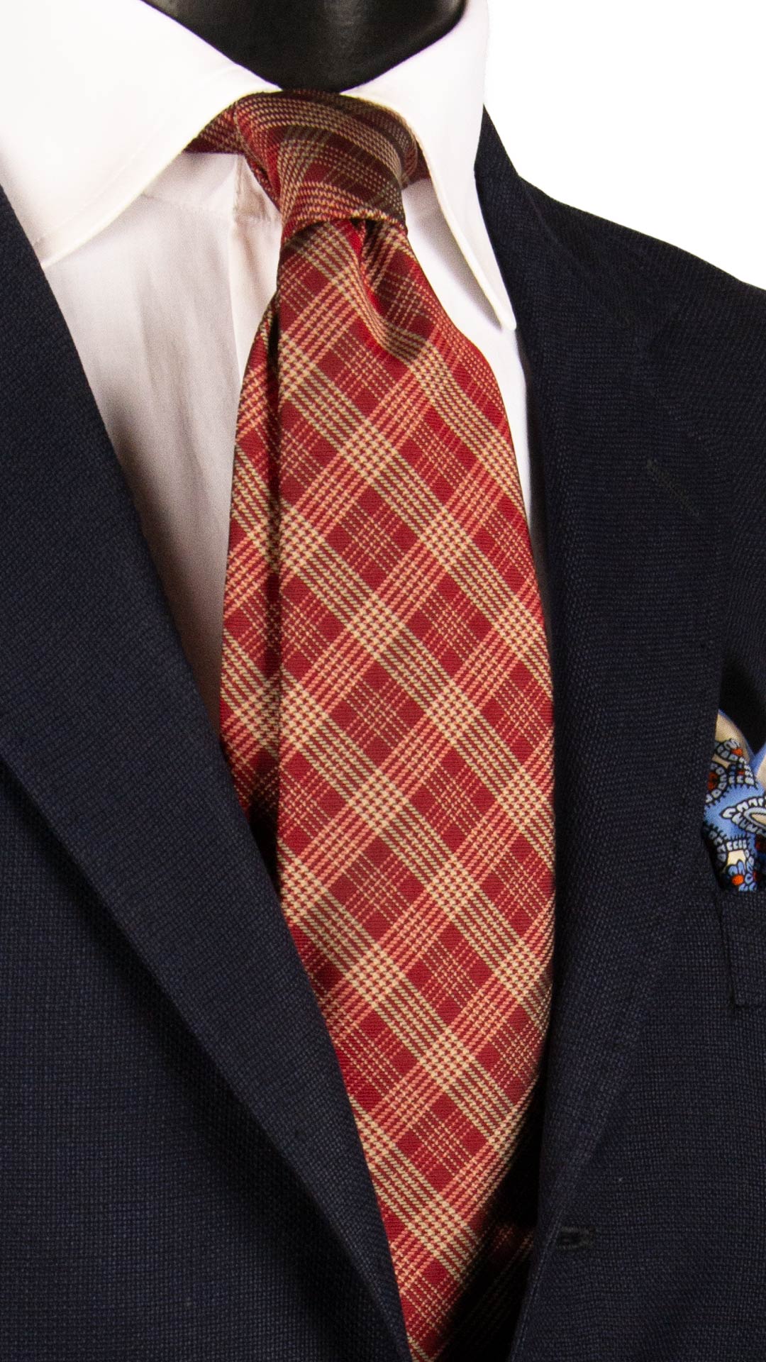 Cravatta a Quadri di Seta Bordeaux Beige 7374 Graffeo Cravatte Made in Italy