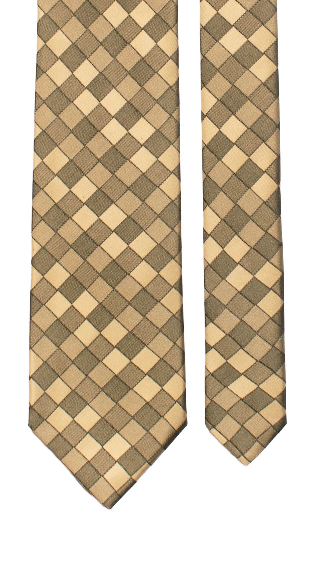 Cravatta a Quadri di Seta Color Cachi 7297 Graffeo Cravatte Made in Italy Pala
