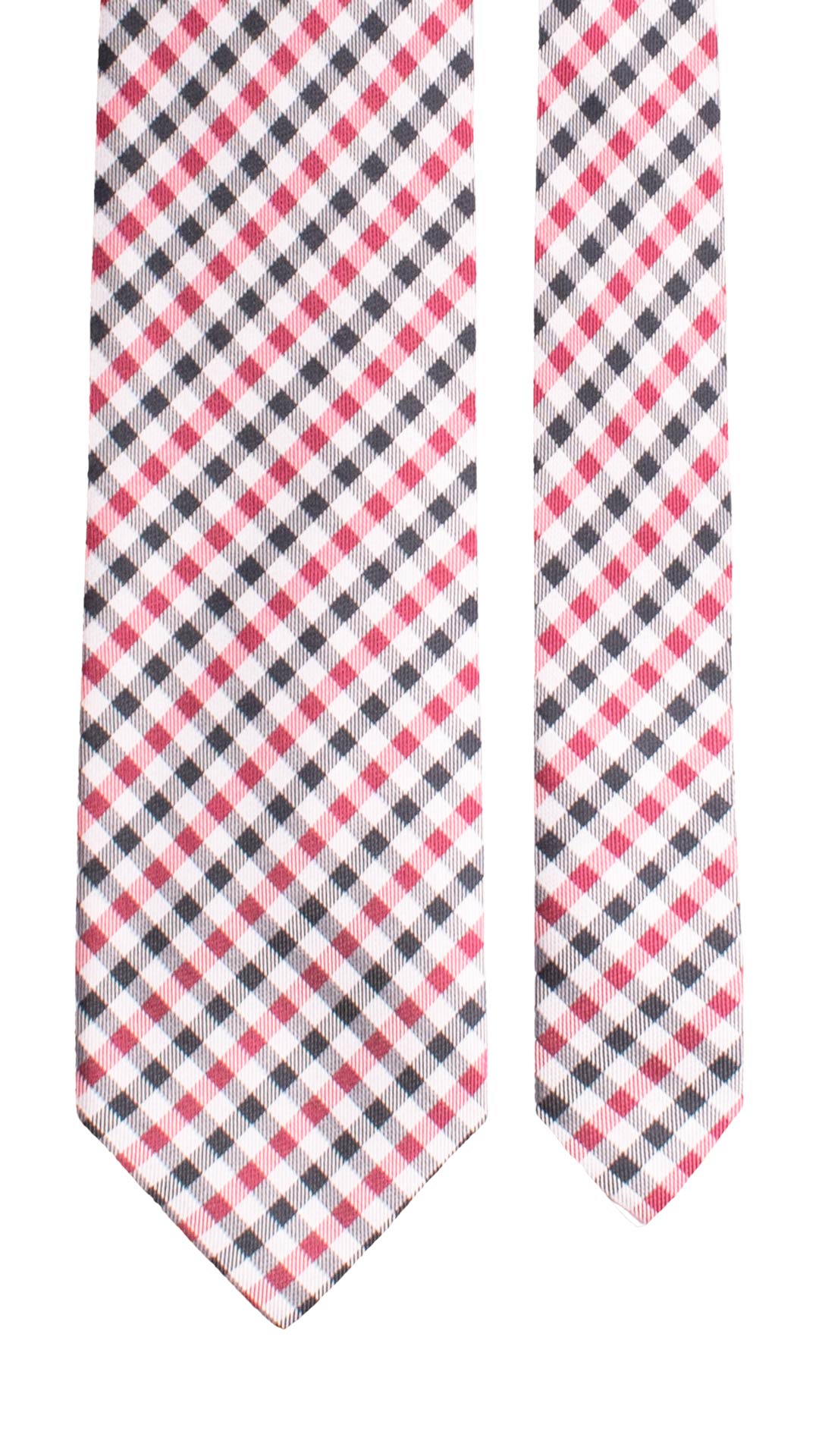 Cravatta a Quadri di Seta Fucsia Nera Grigia 1832 Graffeo Cravatte Made in Italy Pala