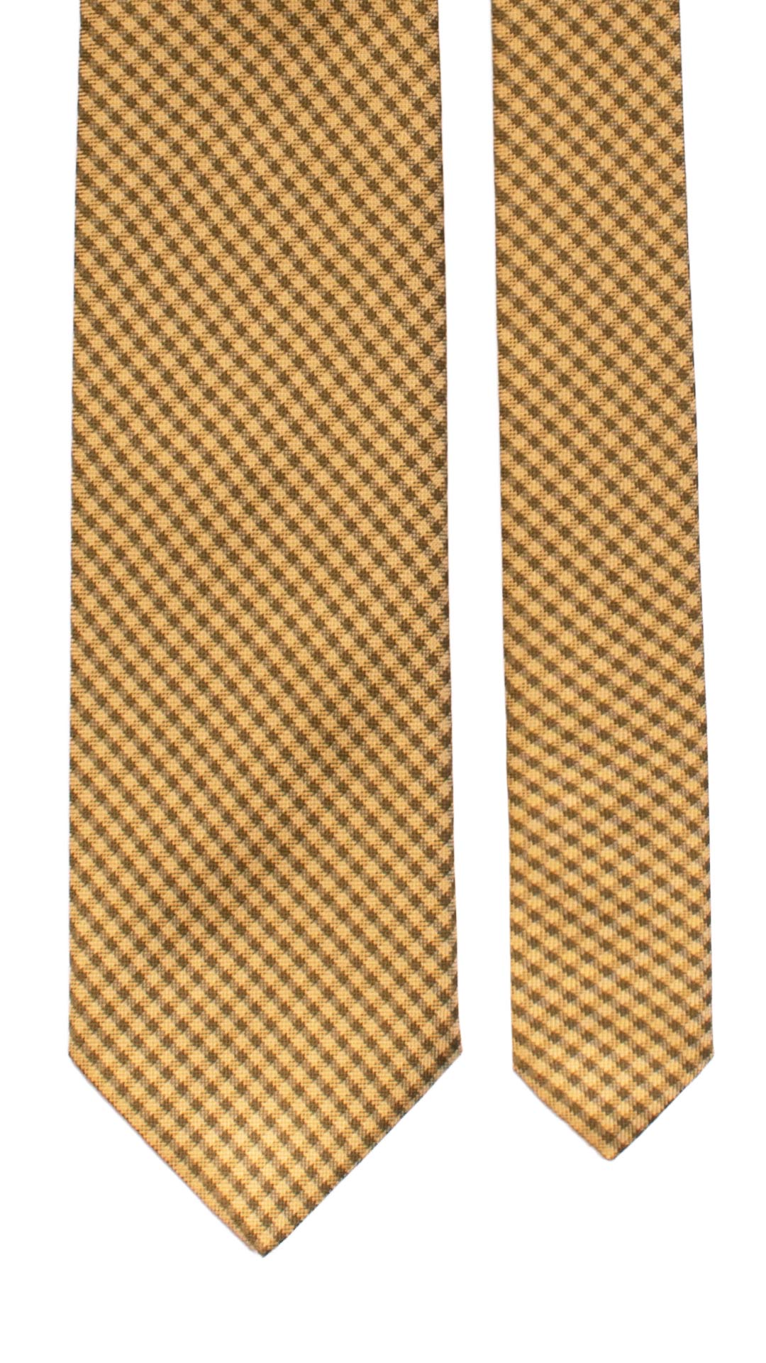 Cravatta a Quadri di Seta Giallo Ocra Marrone 7378 Graffeo Cravatte Made in Italy Pala