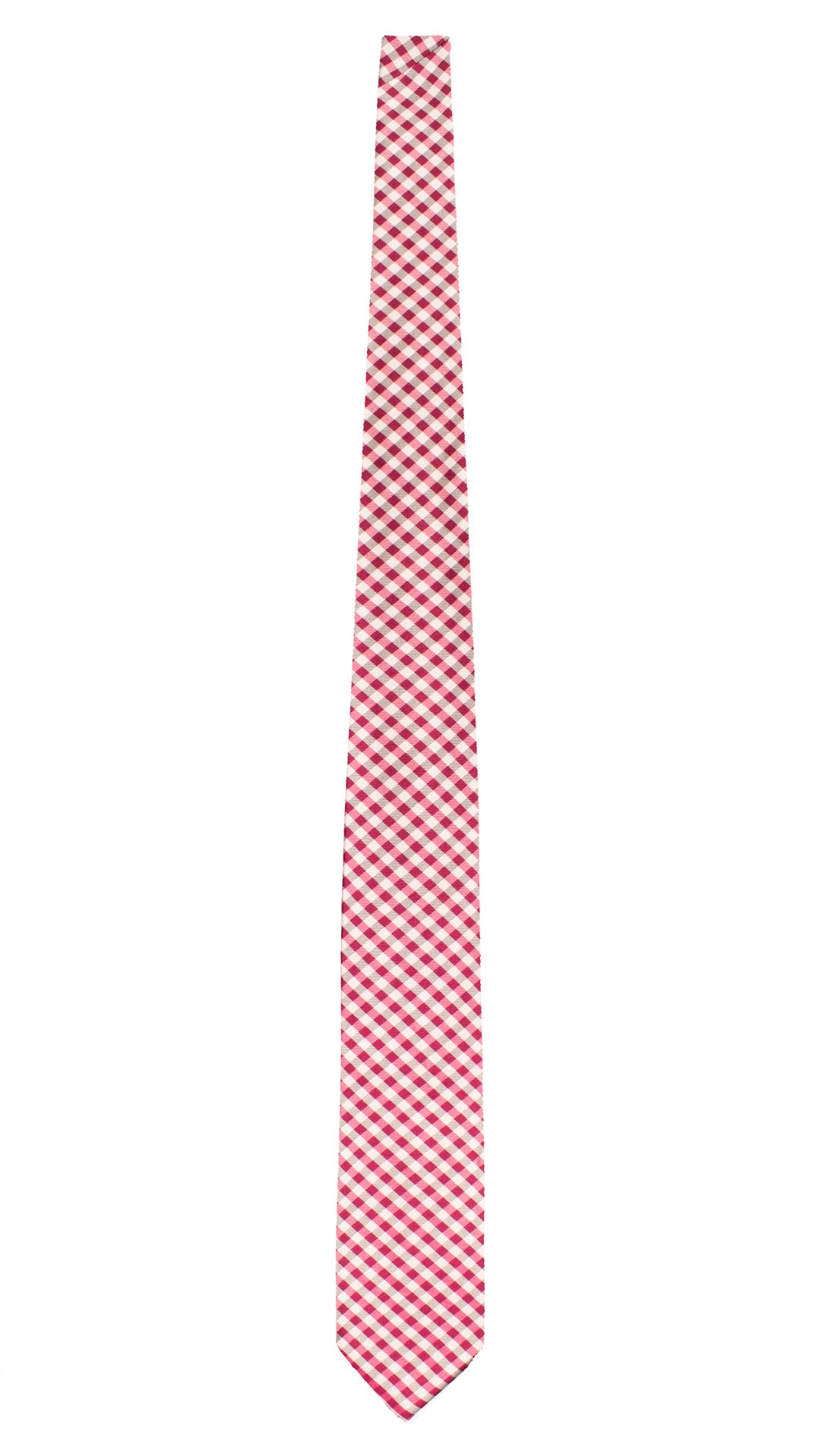 Cravatta a Quadri di Seta Magenta Neri Grigio Argento 7683 Made in Italy Graffeo Cravatte Intera