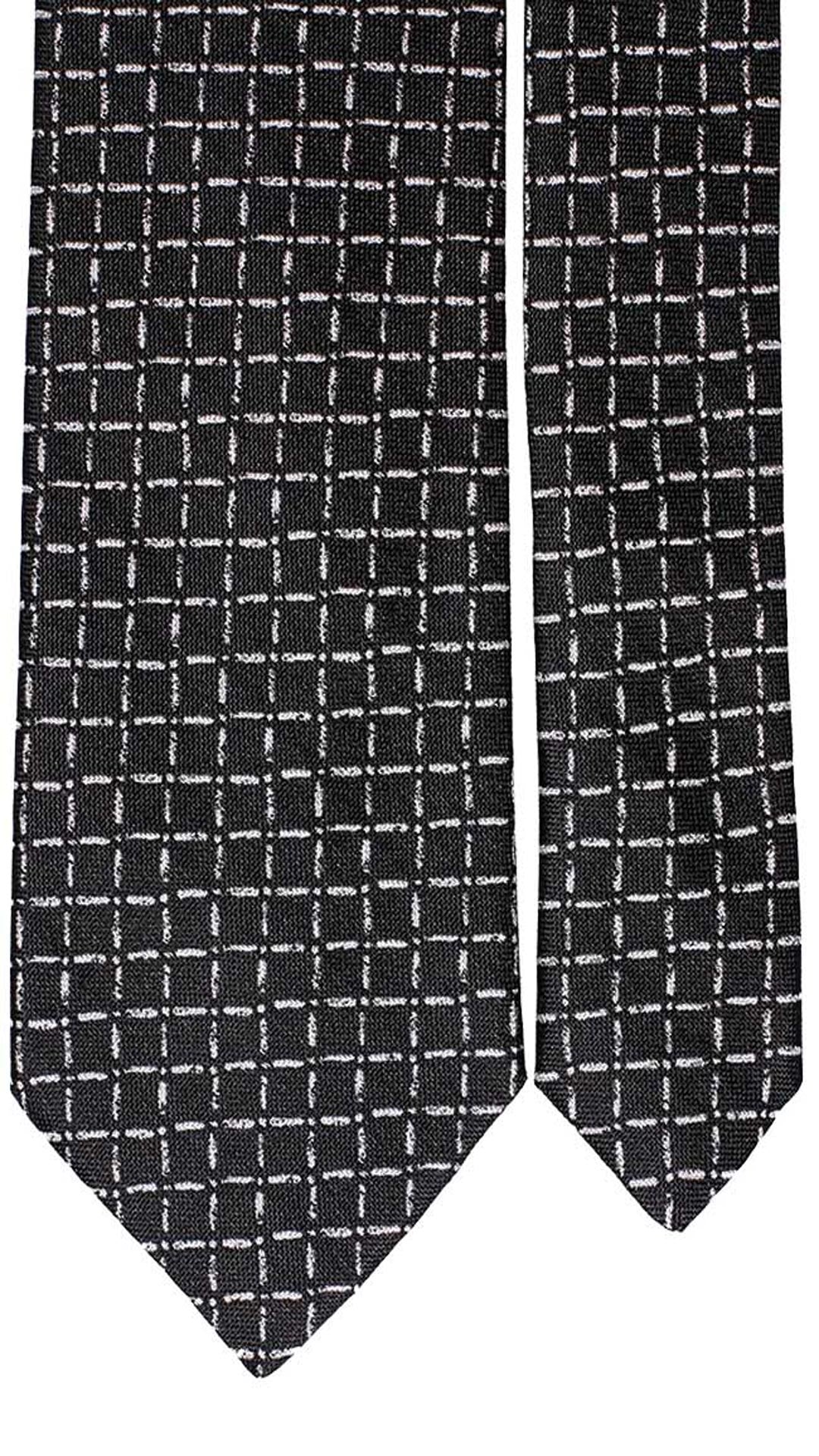 Cravatta da Cerimonia di Seta a Quadri di Seta Nera Bianchi CY5409 Pala
