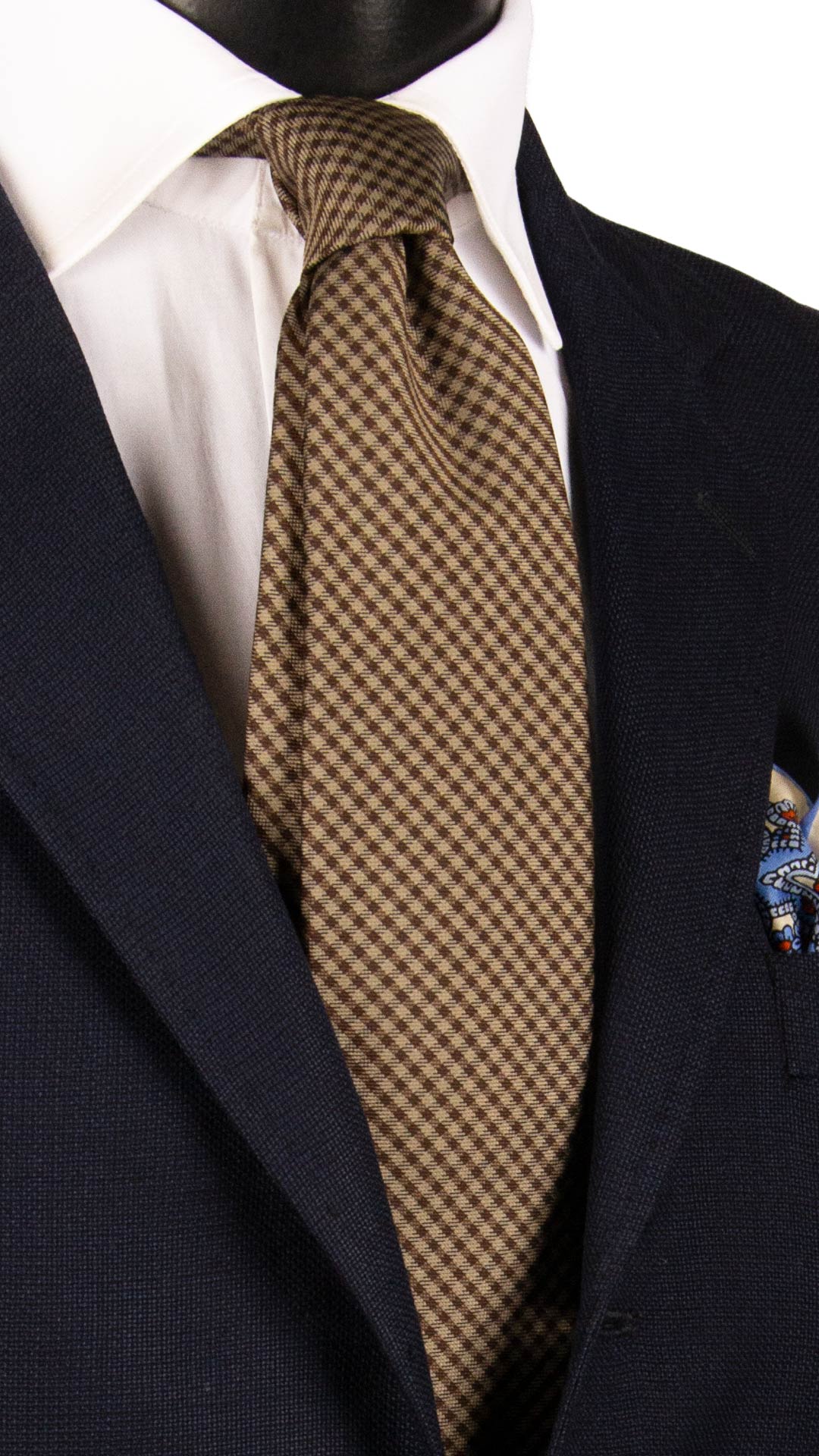 Cravatta a Quadri di Seta Tortora Marrone 7380 Graffeo Cravatte Made in Italy