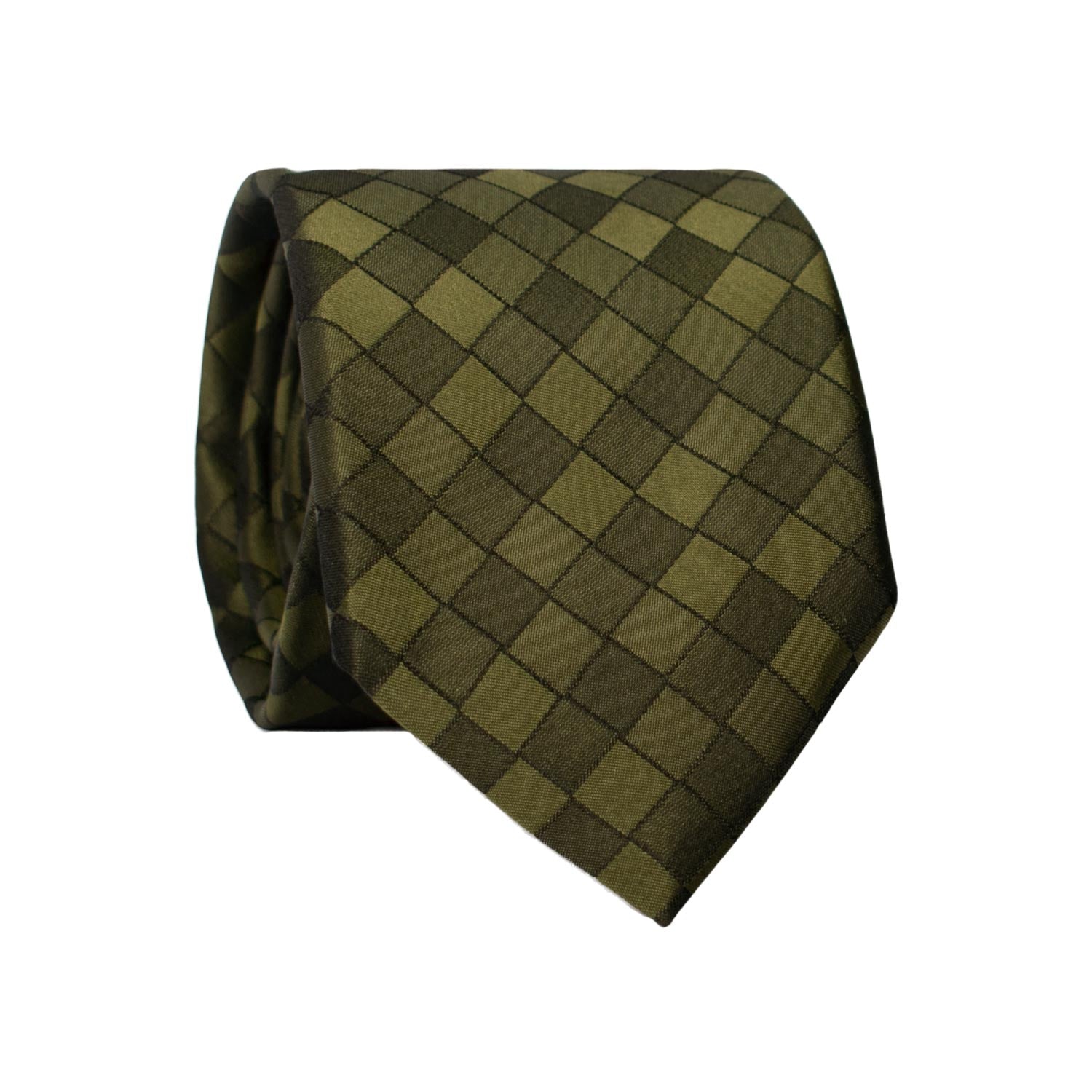Cravatta a Quadri di Seta Verde 7299 Graffeo Cravatte Made in Italy Rotolo