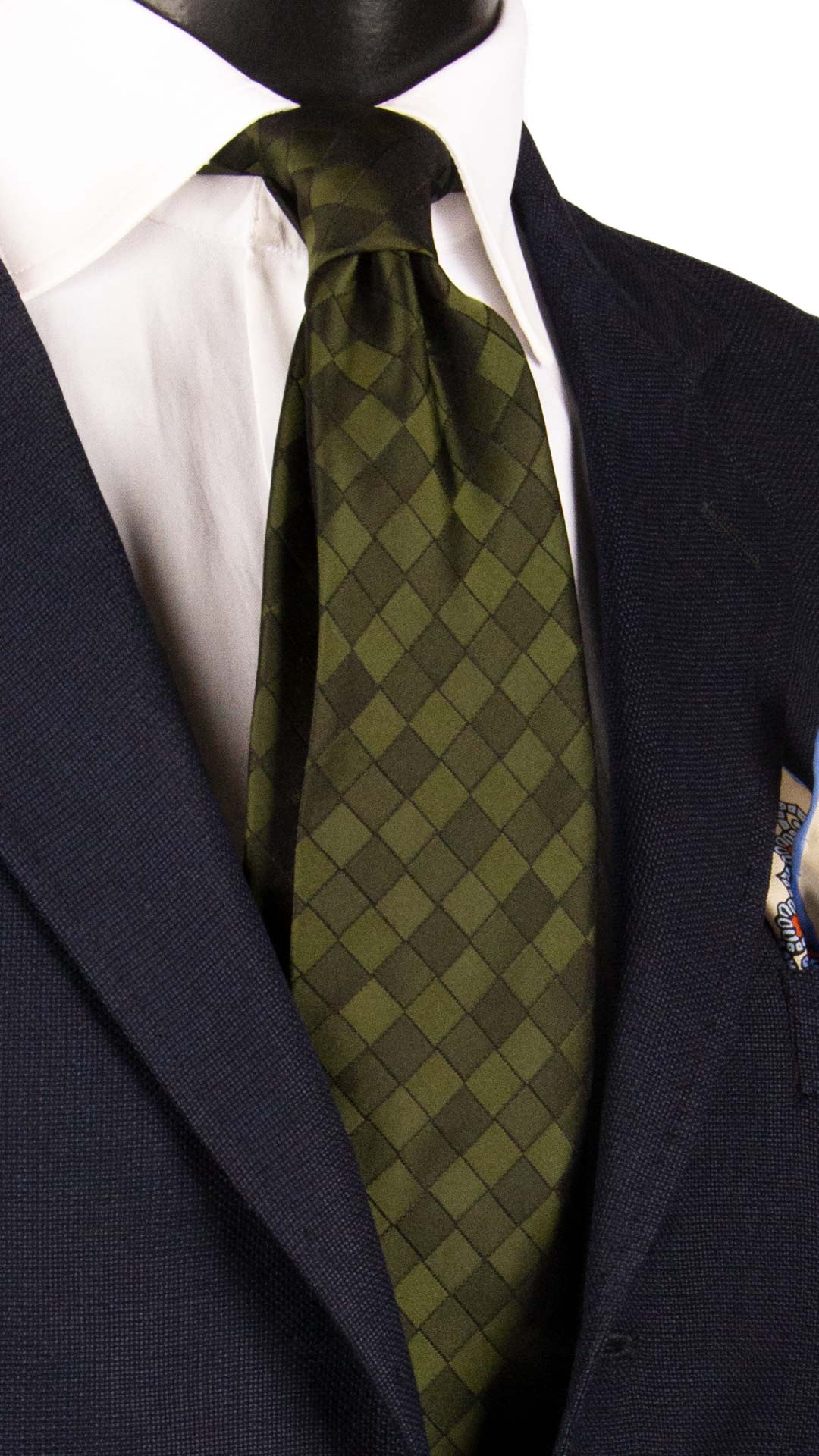 Cravatta a Quadri di Seta Verde 7299 Graffeo Cravatte Made in Italy
