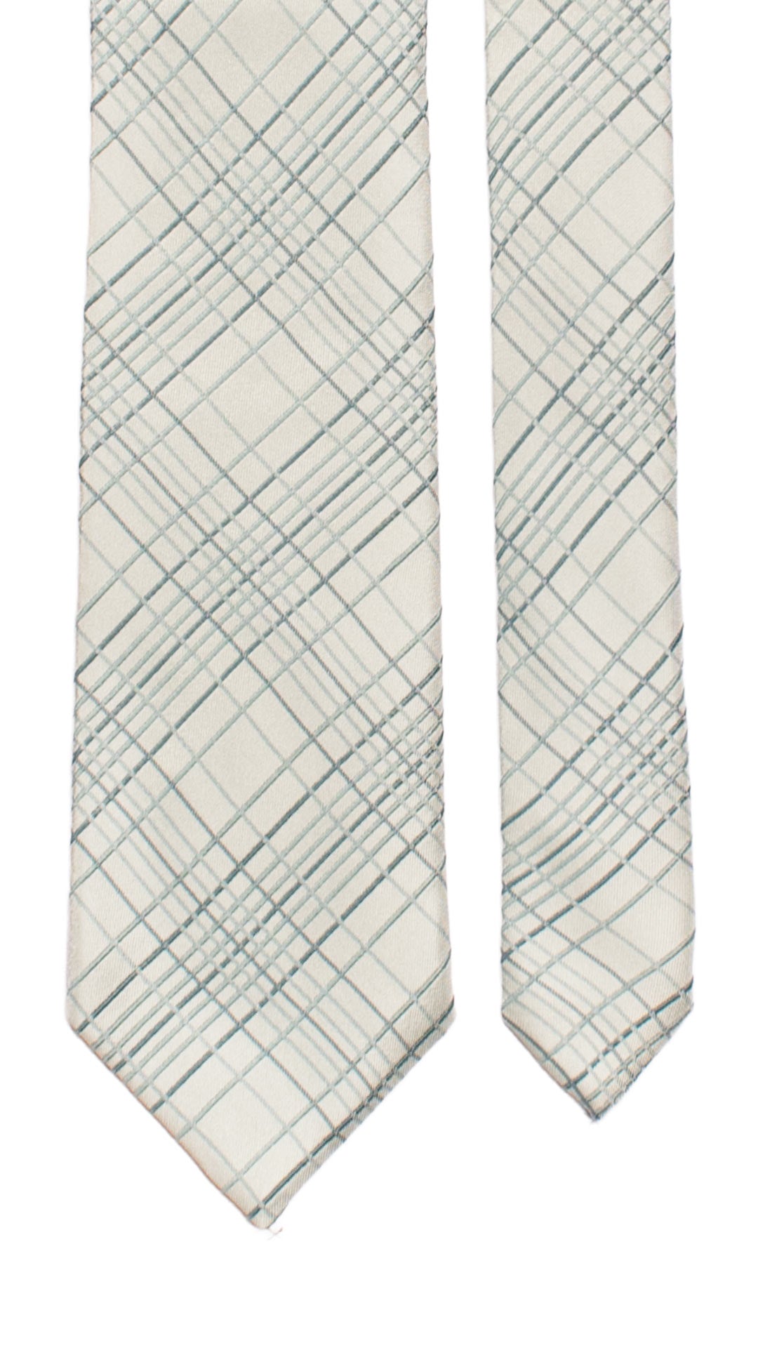 Cravatta a Quadri di Seta Verde Acqua 7189 Graffeo Cravatte Made in Italy Pala