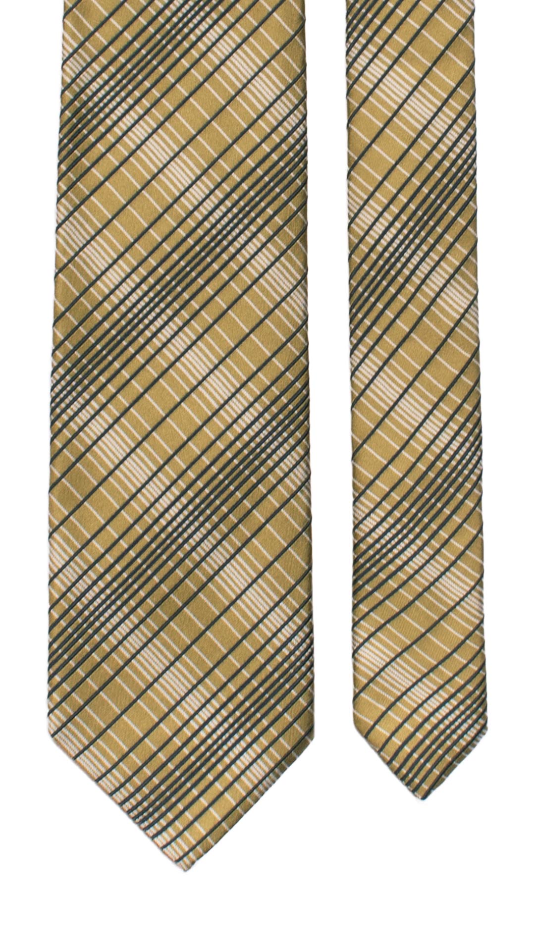 Cravatta a Quadri di Seta Verde Oliva Blu Grigio 7197 Graffeo Cravatte Made in Italy Pala