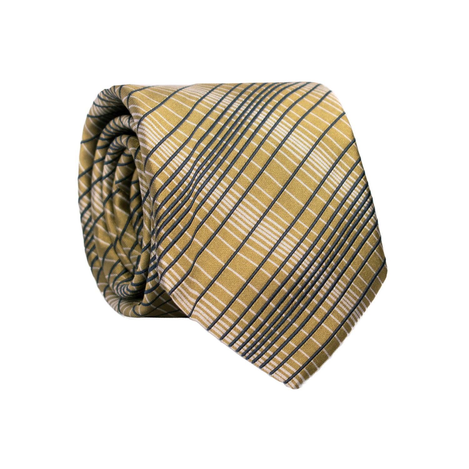 Cravatta a Quadri di Seta Verde Oliva Blu Grigio 7197 Graffeo Cravatte Made in Italy Rotolo