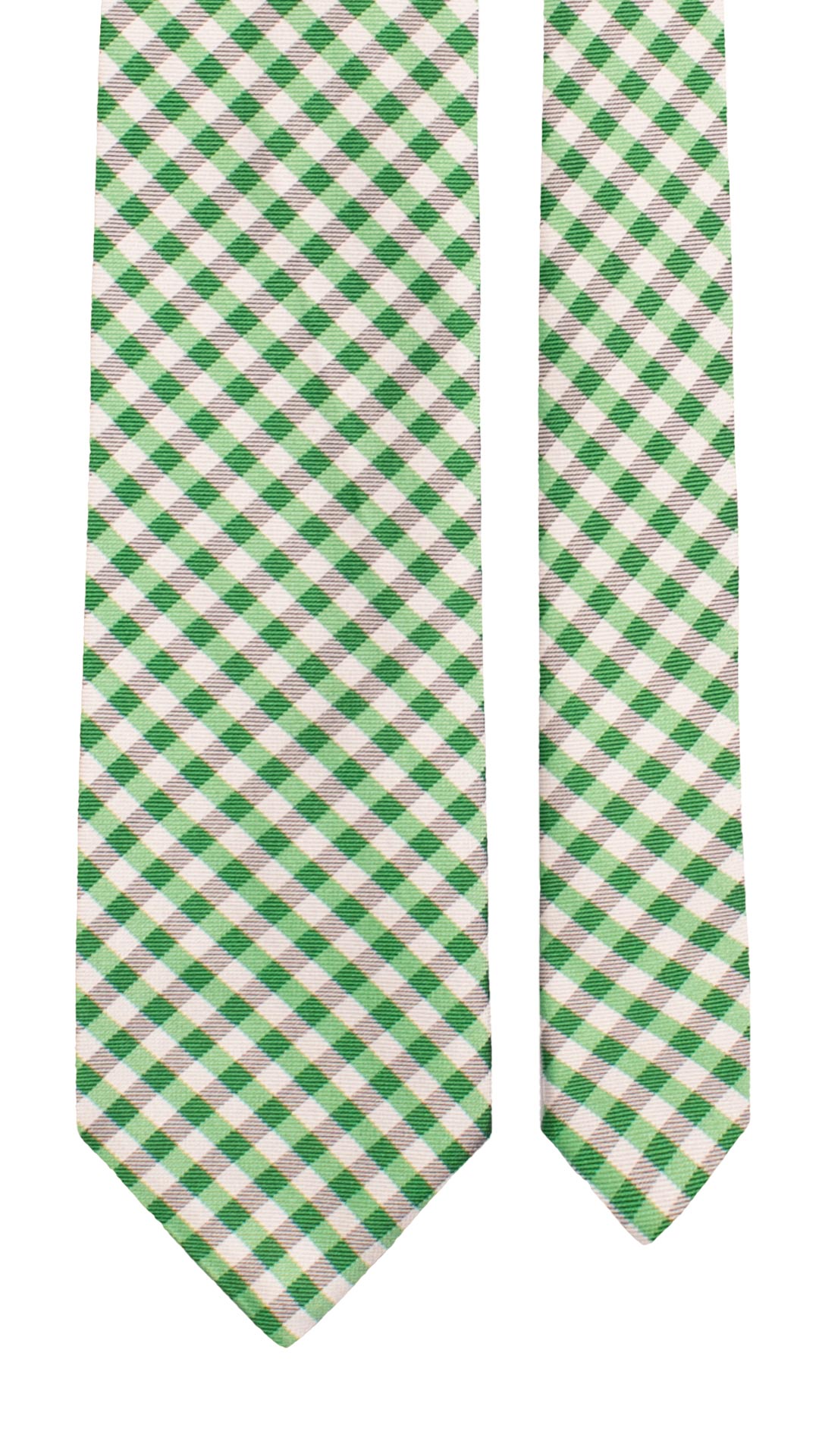 Cravatta a Quadri di Seta Verdi Neri Grigio Argento 7684 Made in Italy Graffeo Cravatte Pala
