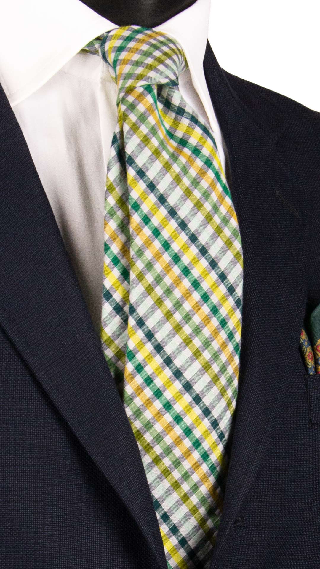 Cravatta a Quadri in Seta Cotone Multicolor 7205 Graffeo Cravatte Made in Italy