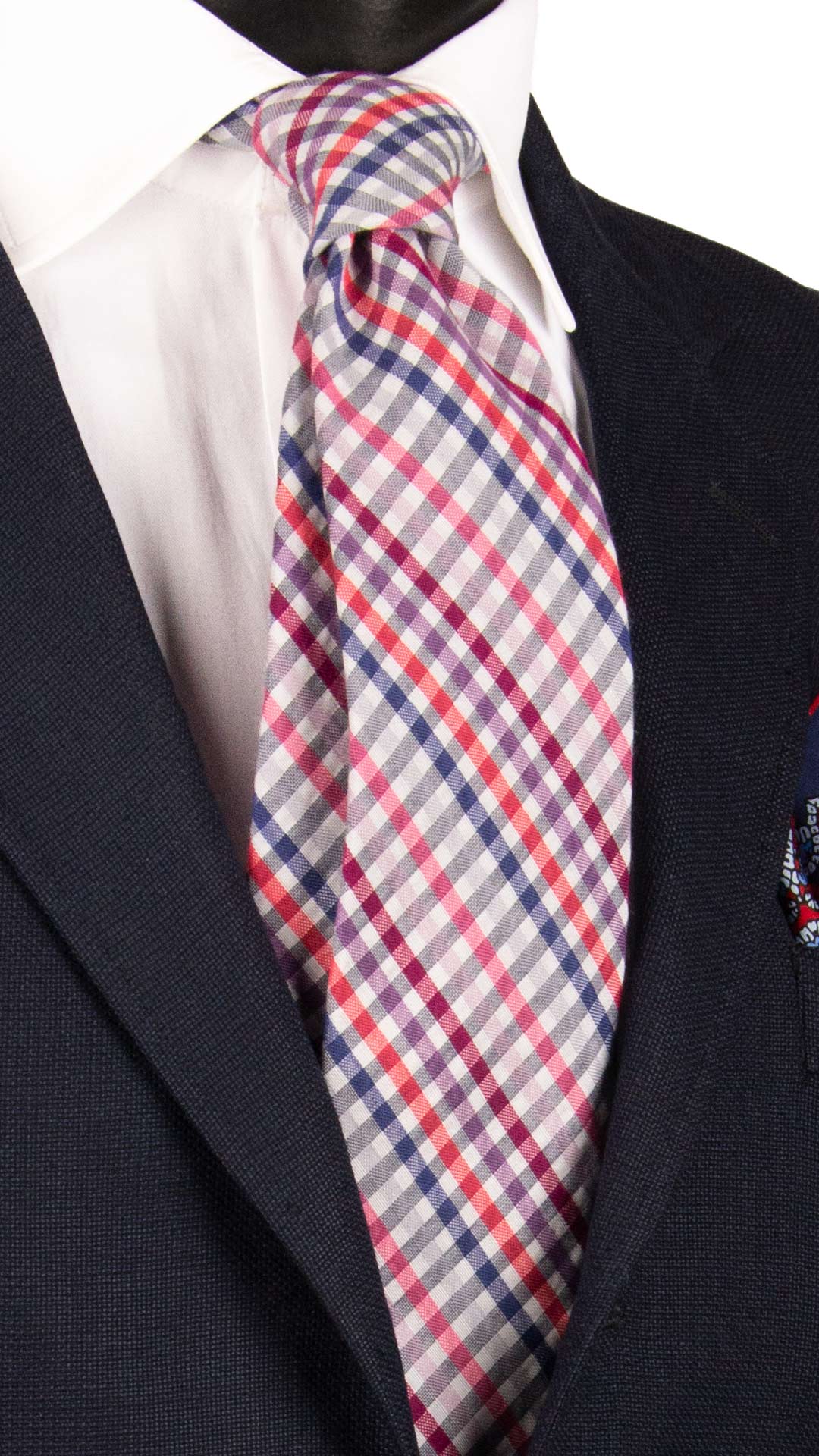 Cravatta a Quadri in Seta Cotone Multicolor 7206 Graffeo Cravatte Made in Italy