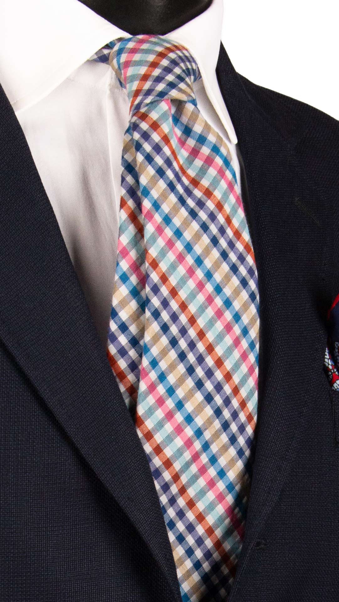 Cravatta a Quadri in Seta Cotone Multicolor 7208 Graffeo Cravatte Made in Italy