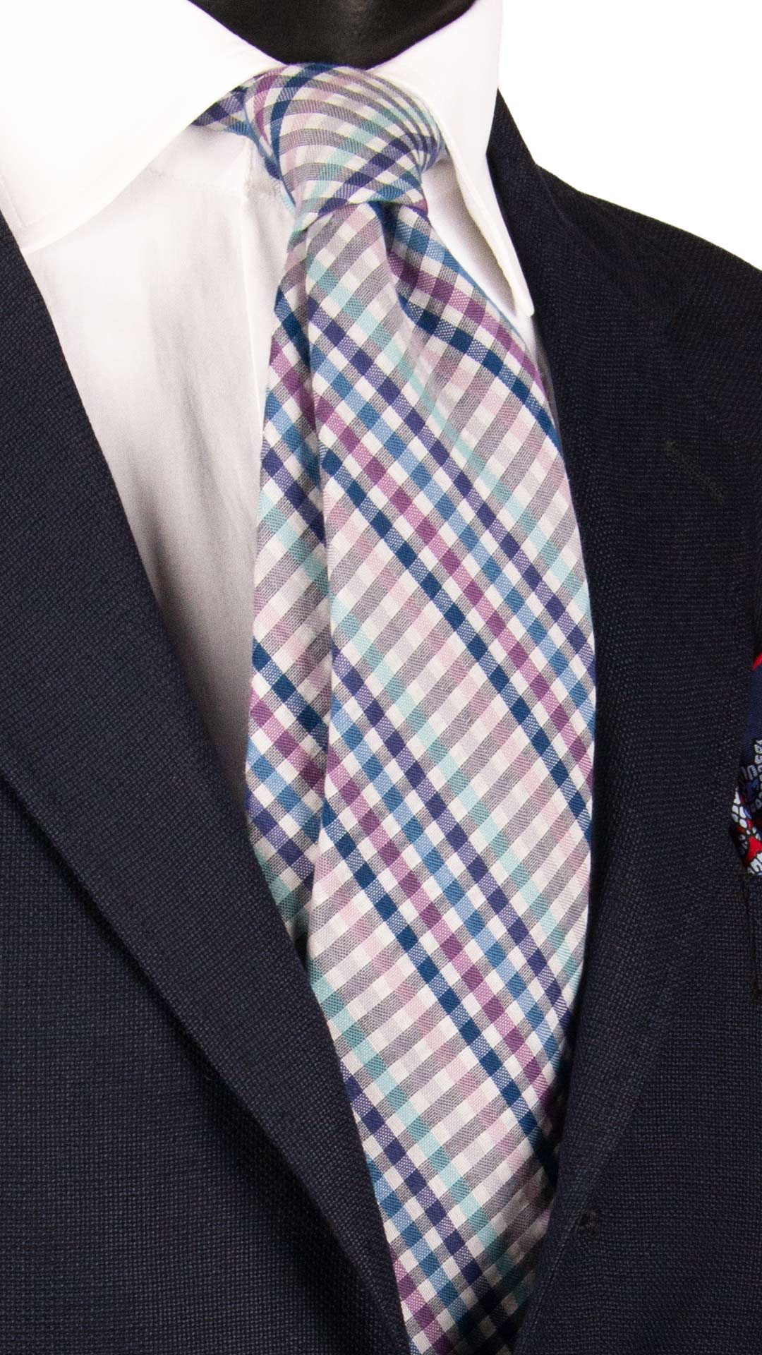 Cravatta a Quadri in Seta Cotone Multicolor 7209 Graffeo Cravatte Made in Italy