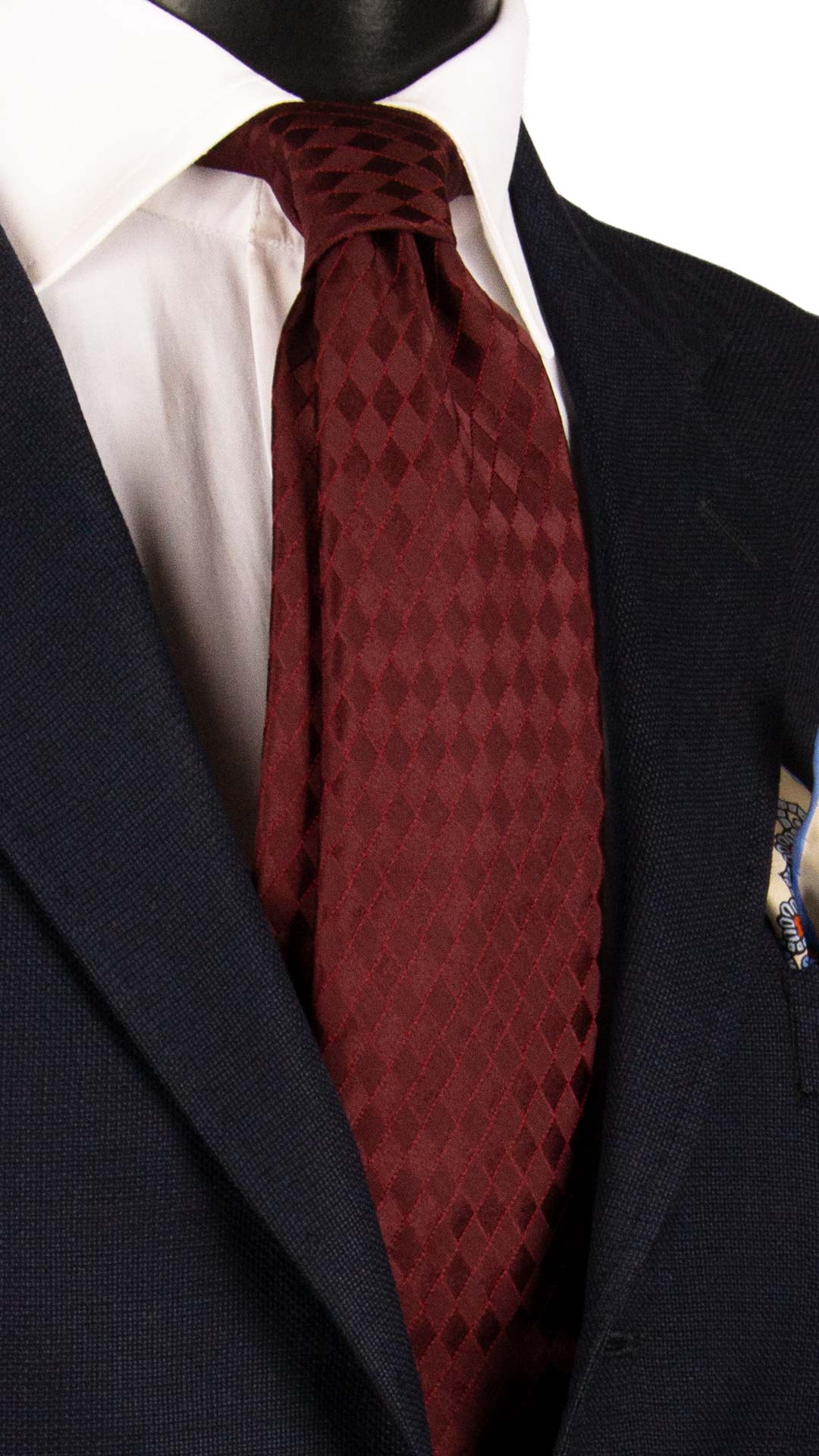 Cravatta a Rombi di Seta Bordeaux 7300 Graffeo Cravatte Made in Italy
