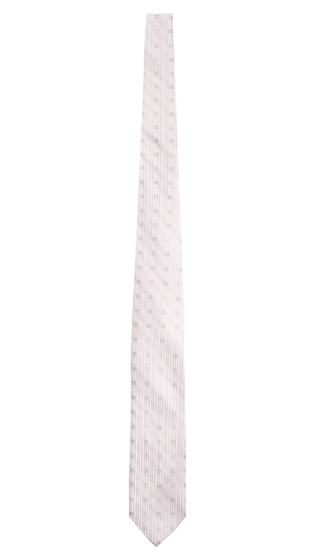 Cravatta da Cerimonia di Seta Bianca Fantasia Grigia Lurex CY1595 Graffeo Cravatte Made in Italy Intera