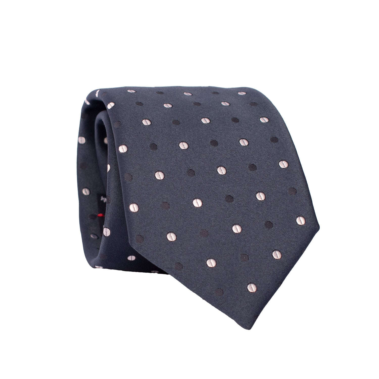 Cravatta da Cerimonia di Seta Blu di Raso Fantasia Bianca CY6615 Arrotolata