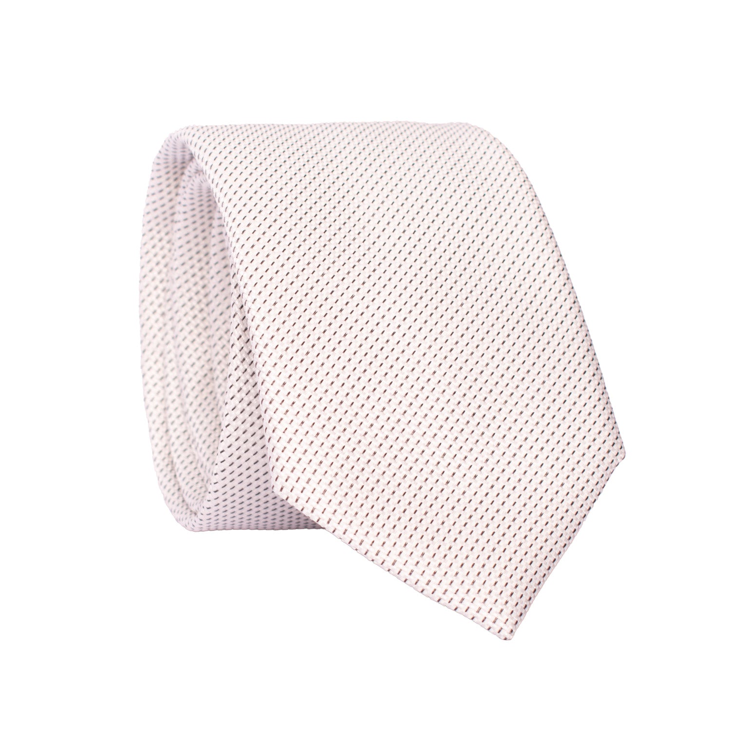 Cravatta da Cerimonia di Seta Bianca Fantasia Blu CY6635 Arrotolata