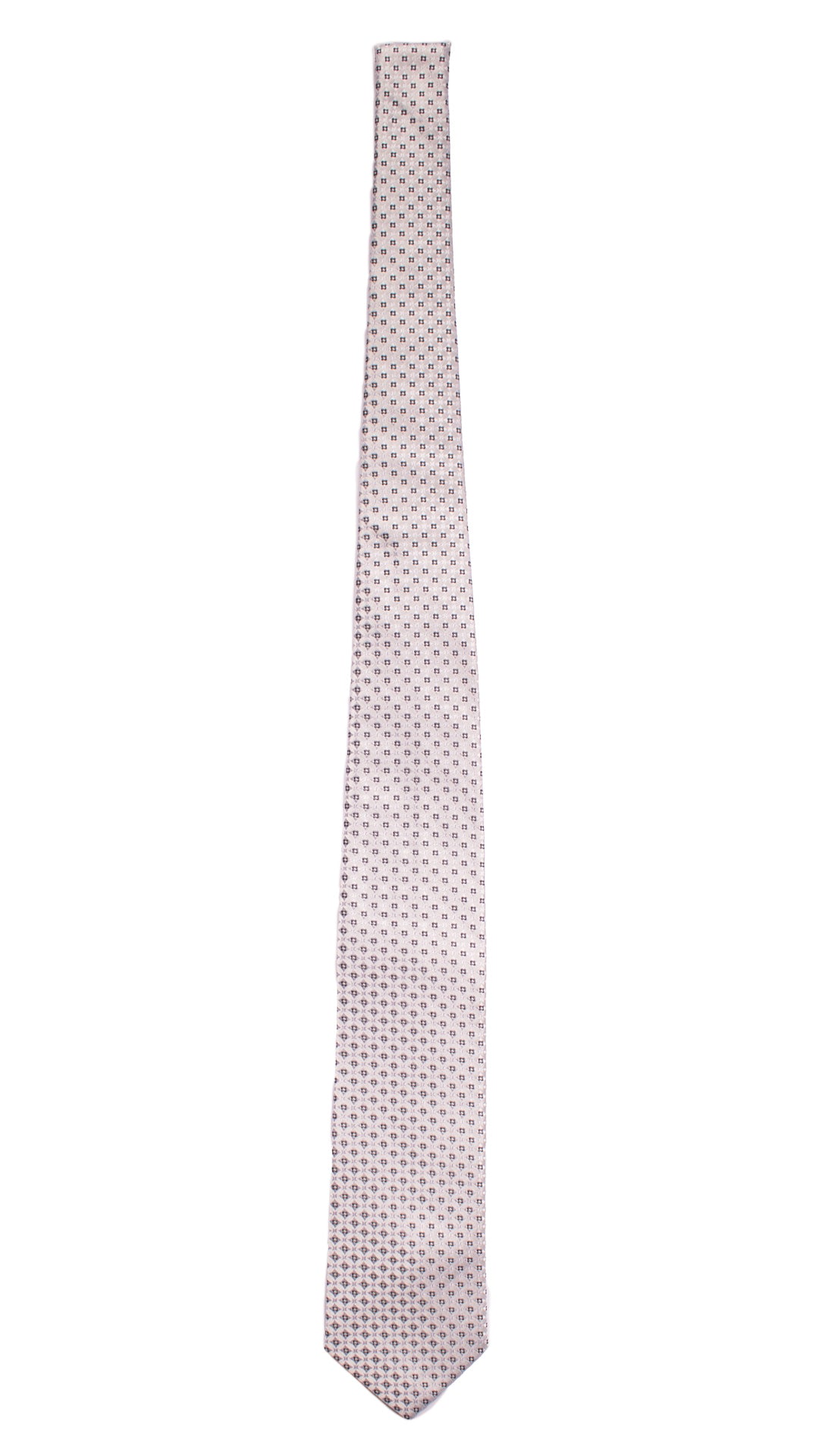 Cravatta da Cerimonia di Seta Bianco Perla Fantasia Blu CY6985 Intera