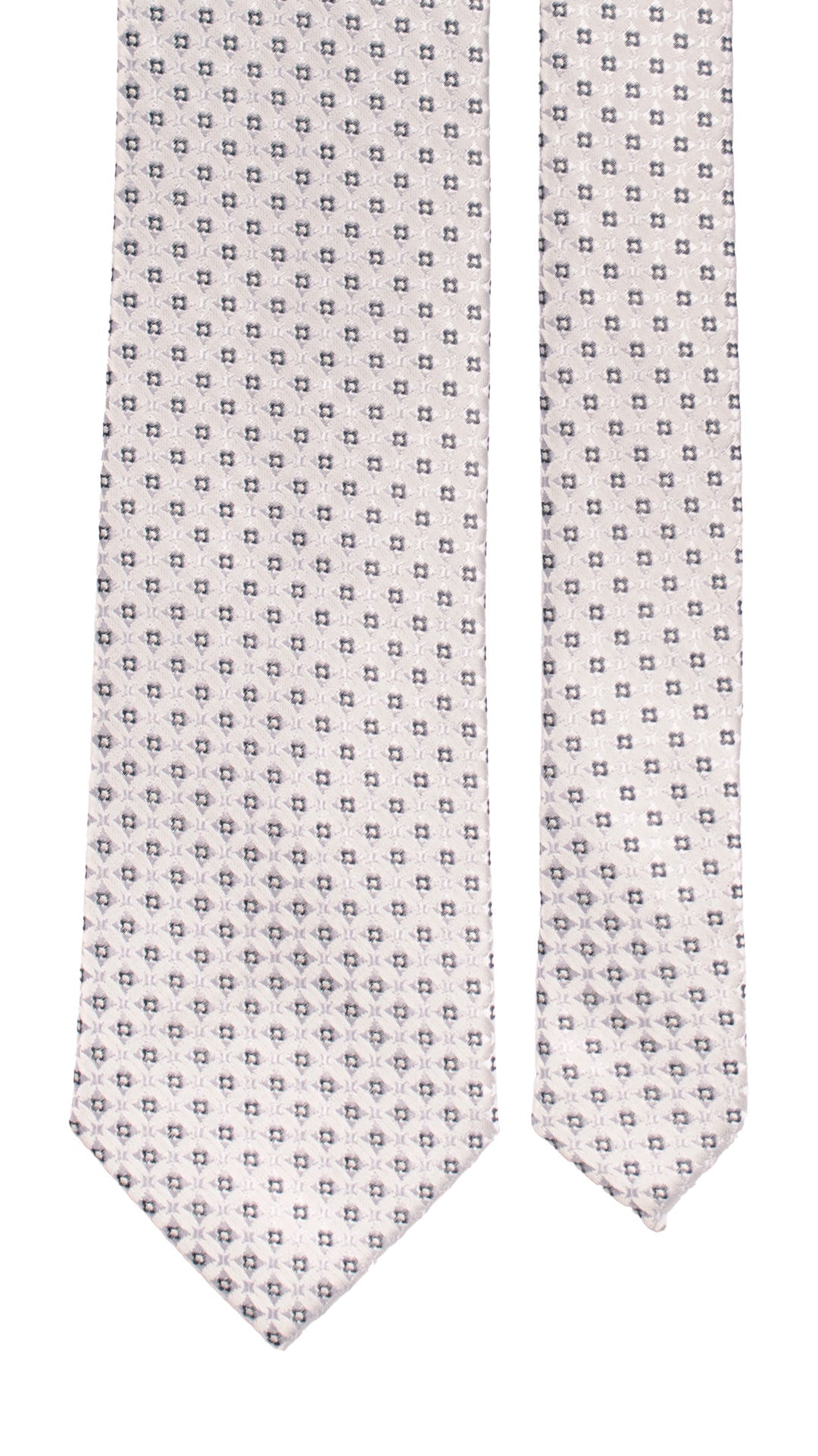 Cravatta da Cerimonia di Seta Bianco Perla Fantasia Blu CY6985 Pala