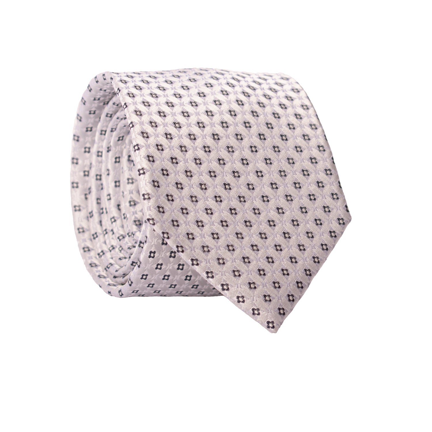 Cravatta da Cerimonia di Seta Bianco Perla Fantasia Blu CY6985 Rotolo