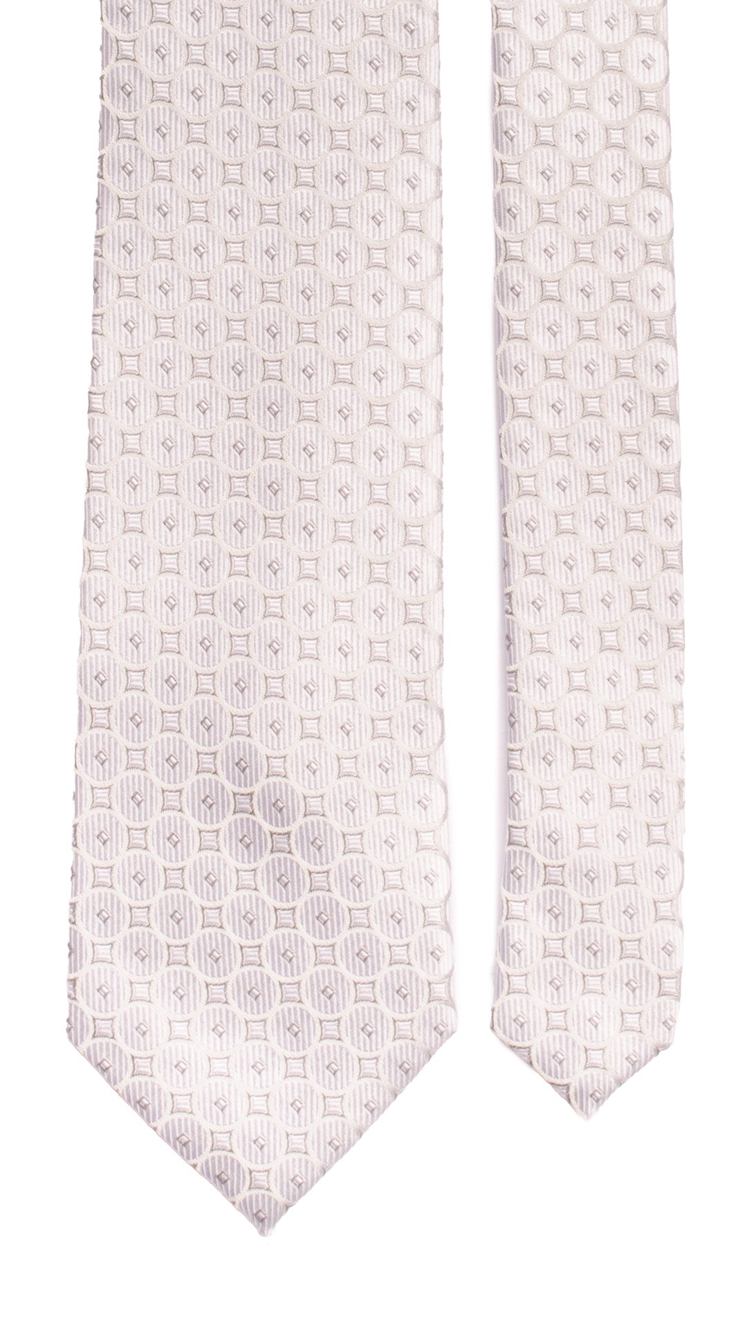 Cravatta da Cerimonia di Seta Bianco Perla Fantasia Grigio Argento CY6971 Pala