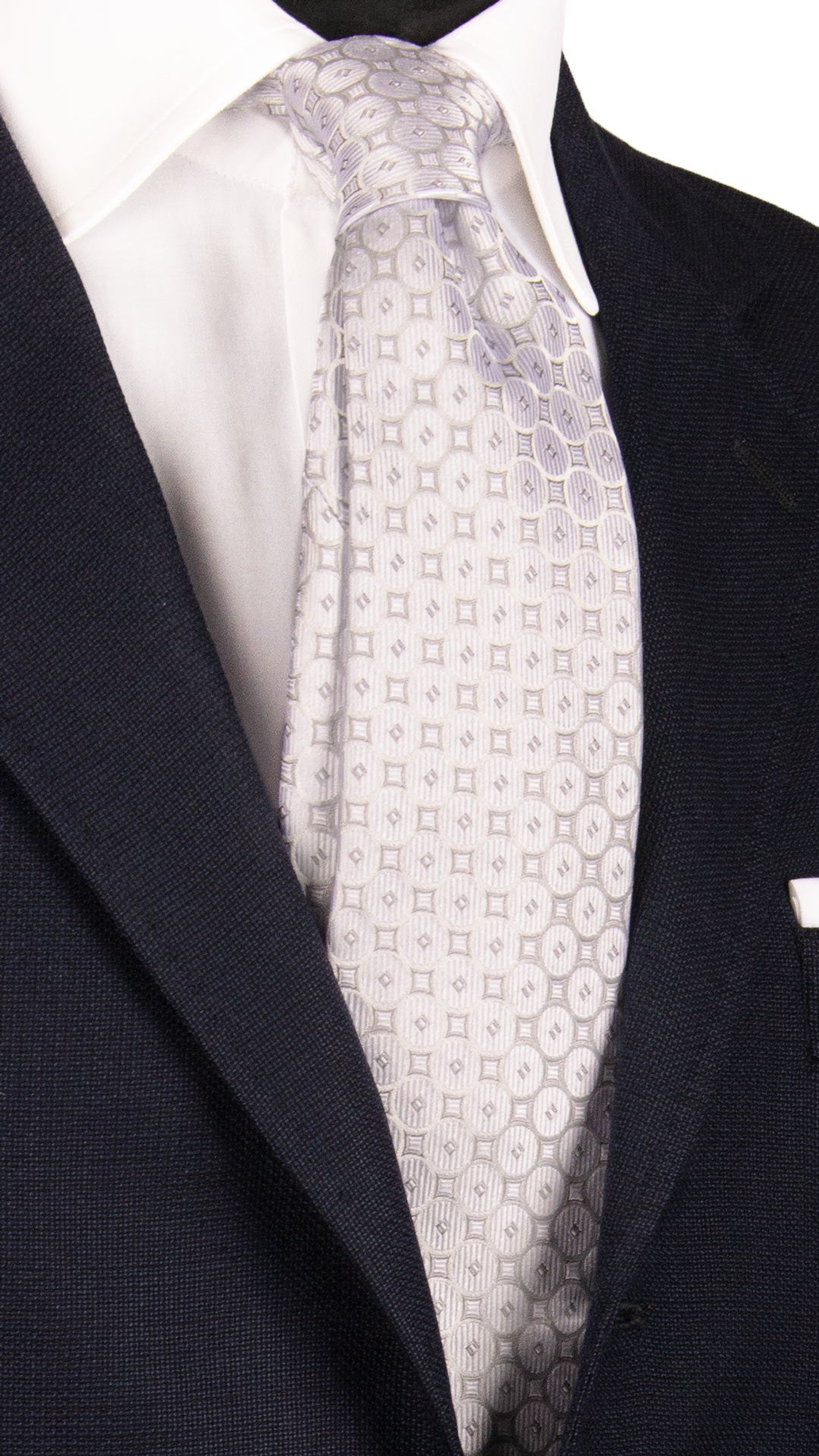 Cravatta da Cerimonia di Seta Bianco Perla Fantasia Grigio Argento CY6971 Made in Italy Graffeo Cravatte