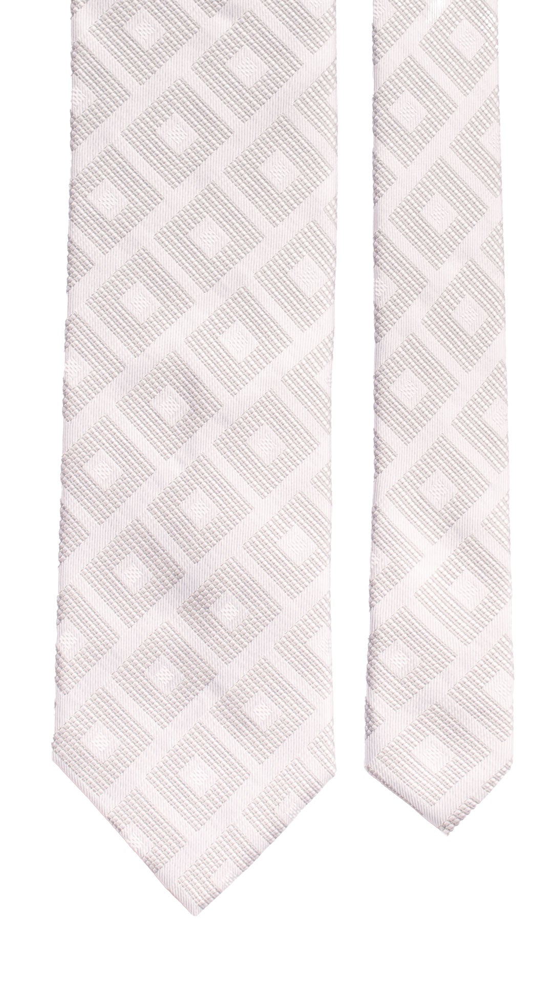 Cravatta da Cerimonia di Seta Bianco Perla Fantasia Grigio Argento CY6975 Pala