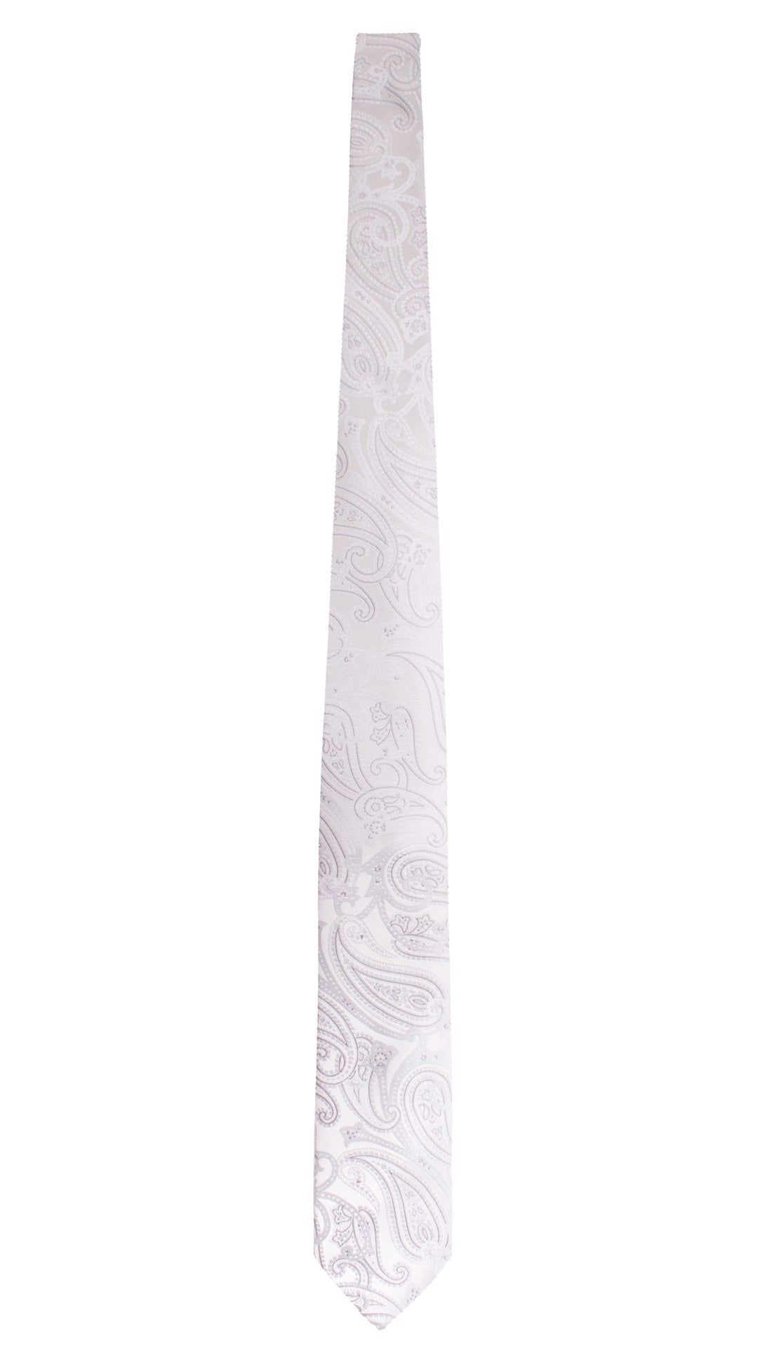 Cravatta da Cerimonia di Seta Bianco Perla Paisley Grigio Argento CY1737 Graffeo Cravatte Made in Italy Intera