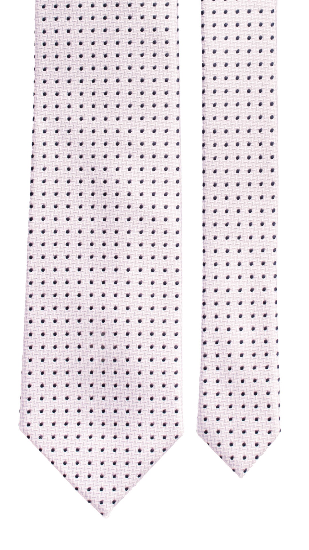 Cravatta da Cerimonia di Seta Bianco Perla a Pois Blu CY6927 Pala
