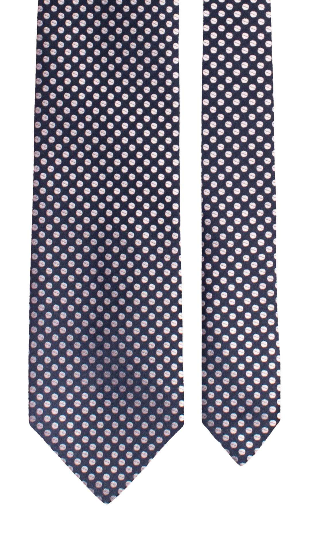 Cravatta da Cerimonia di Seta Blu Fantasia Bianca CY1614 Graffeo Cravatte Made in Italy Pala