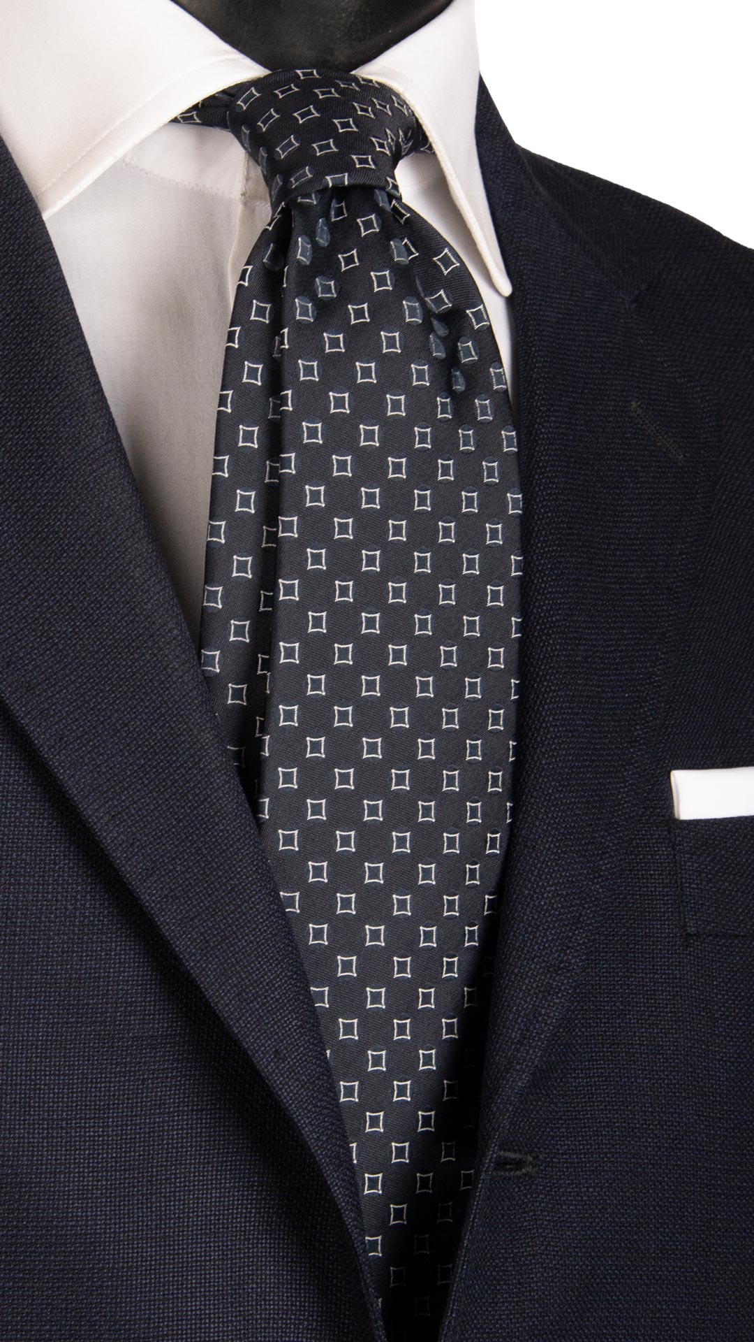 Cravatta da Cerimonia di Seta Blu Fantasia Bianca Made in Italy Graffeo Cravatte