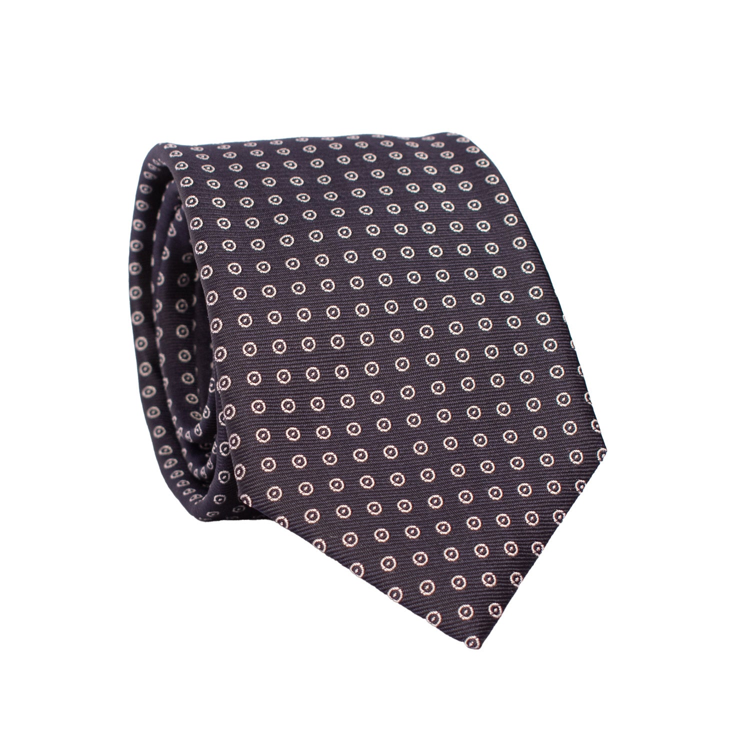 Cravatta da Cerimonia di Seta Blu Fantasia Bianca CY6630 Arrotolata