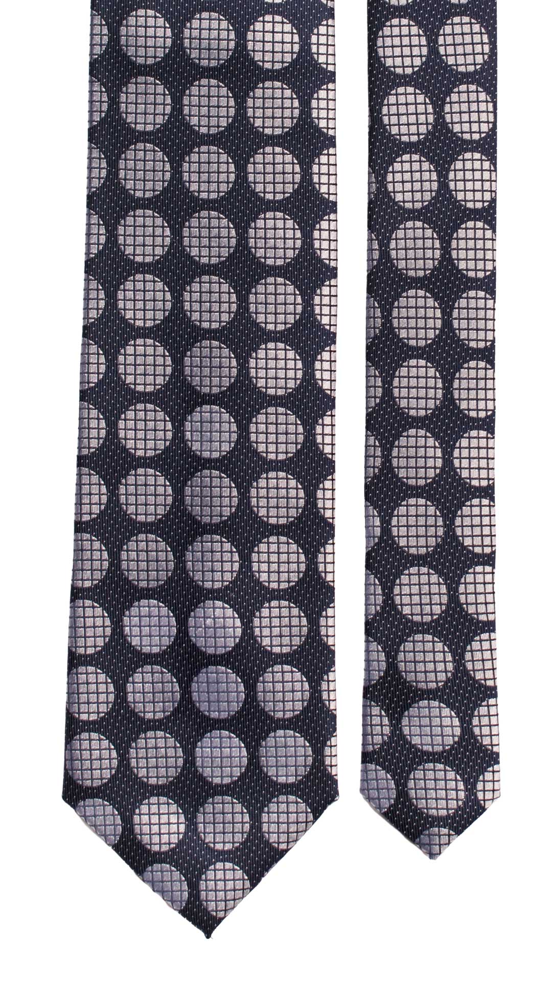 Cravatta da Cerimonia di Seta Blu Fantasia Grigia Argenta CY7015 Pala