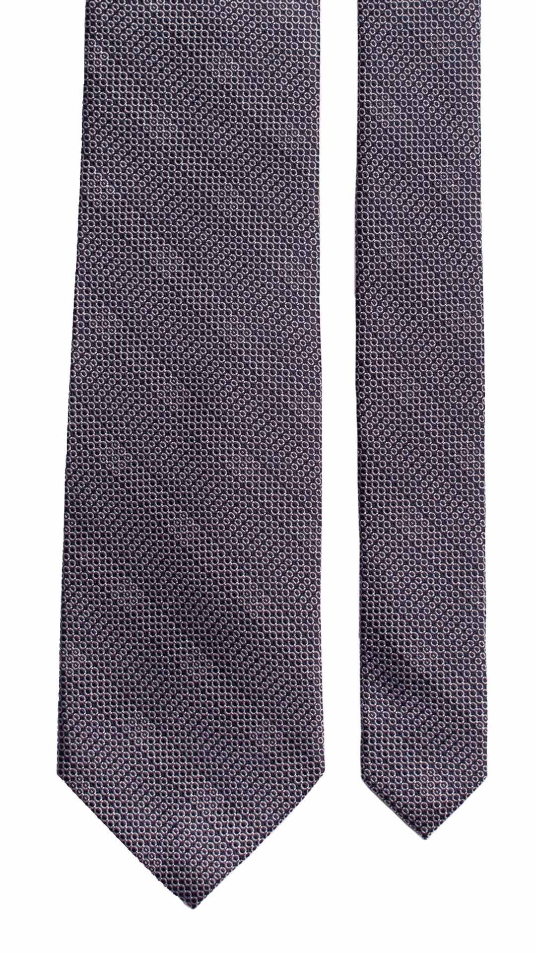 Cravatta da Cerimonia di Seta Blu Fantasia Grigia Argenta CY7016 Pala