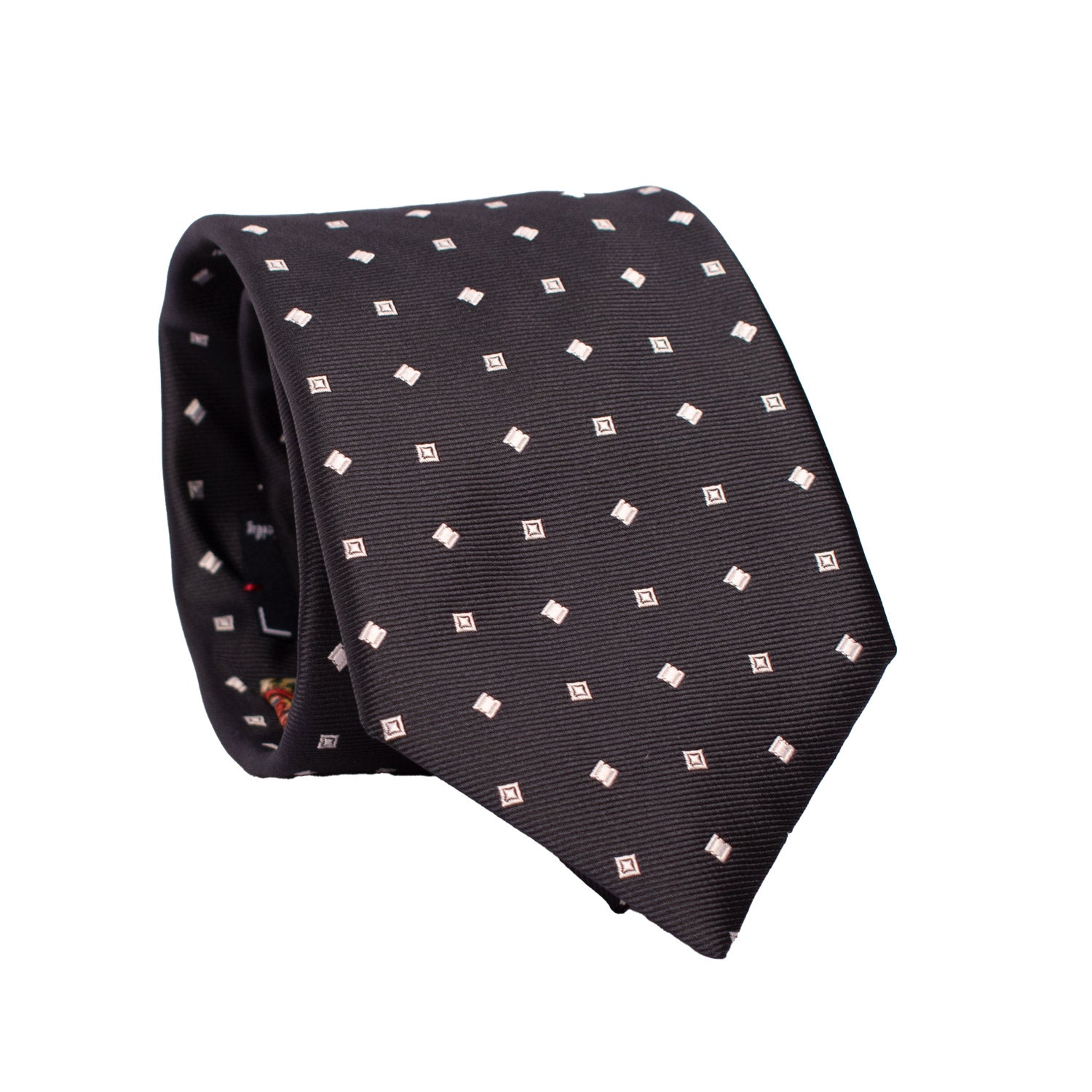 Cravatta da Cerimonia di Seta Blu Fantasia Grigia Argento CY6623 Arrotolata