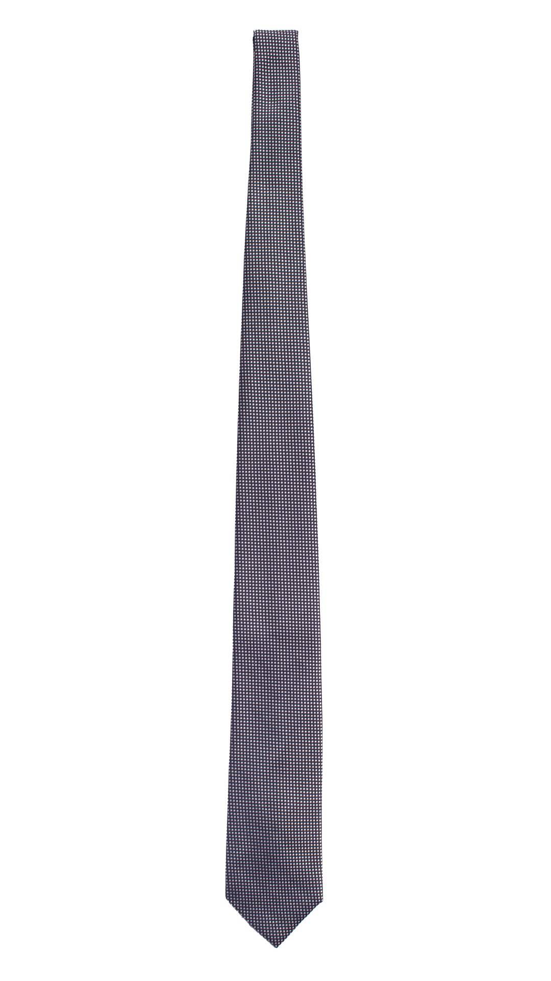 Cravatta da Cerimonia di Seta Blu Fantasia Grigio Argento CY7006 Intera