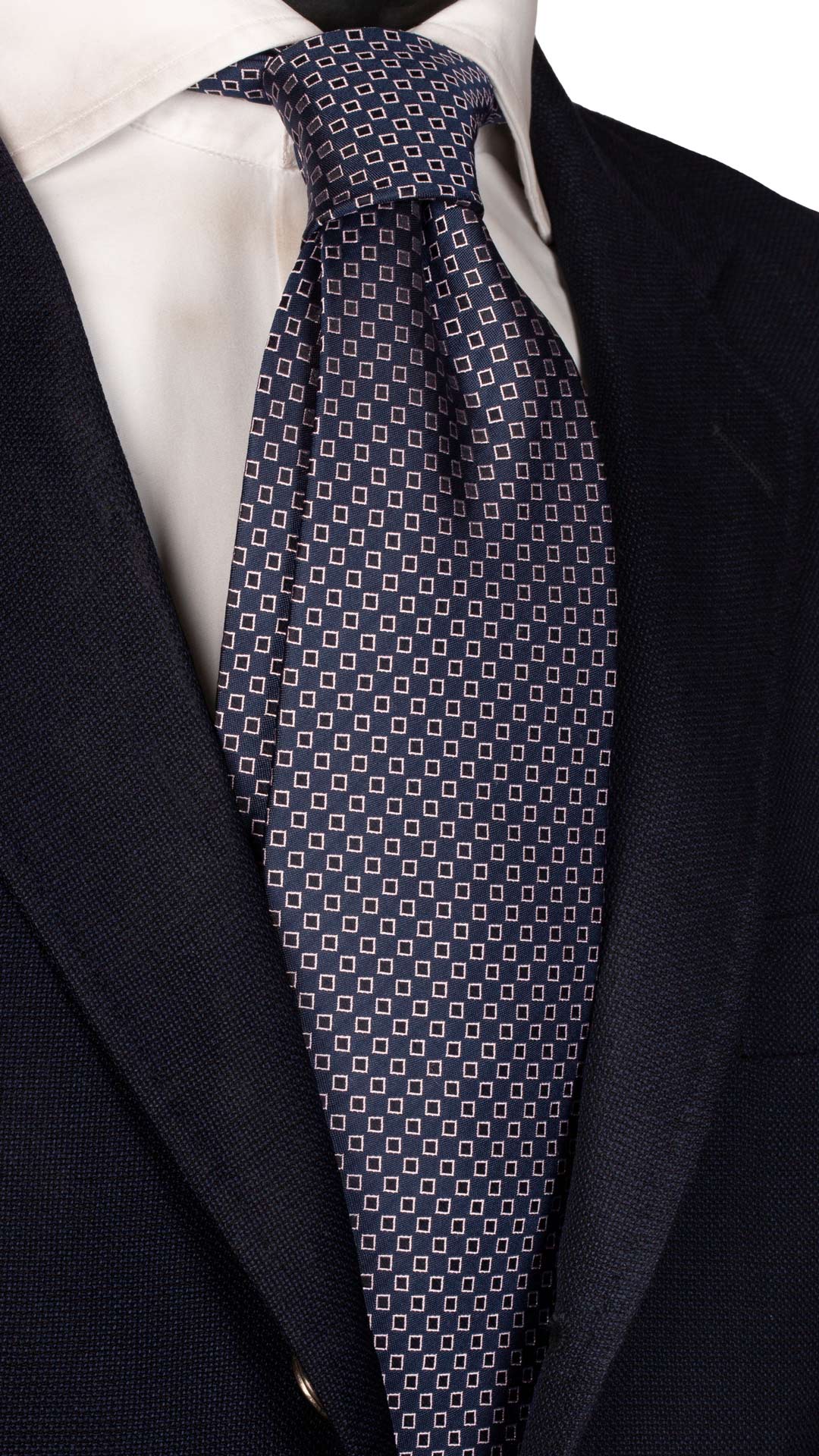 Cravatta da Cerimonia di Seta Blu Fantasia Bianca Made in Italy Graffeo Cravatte