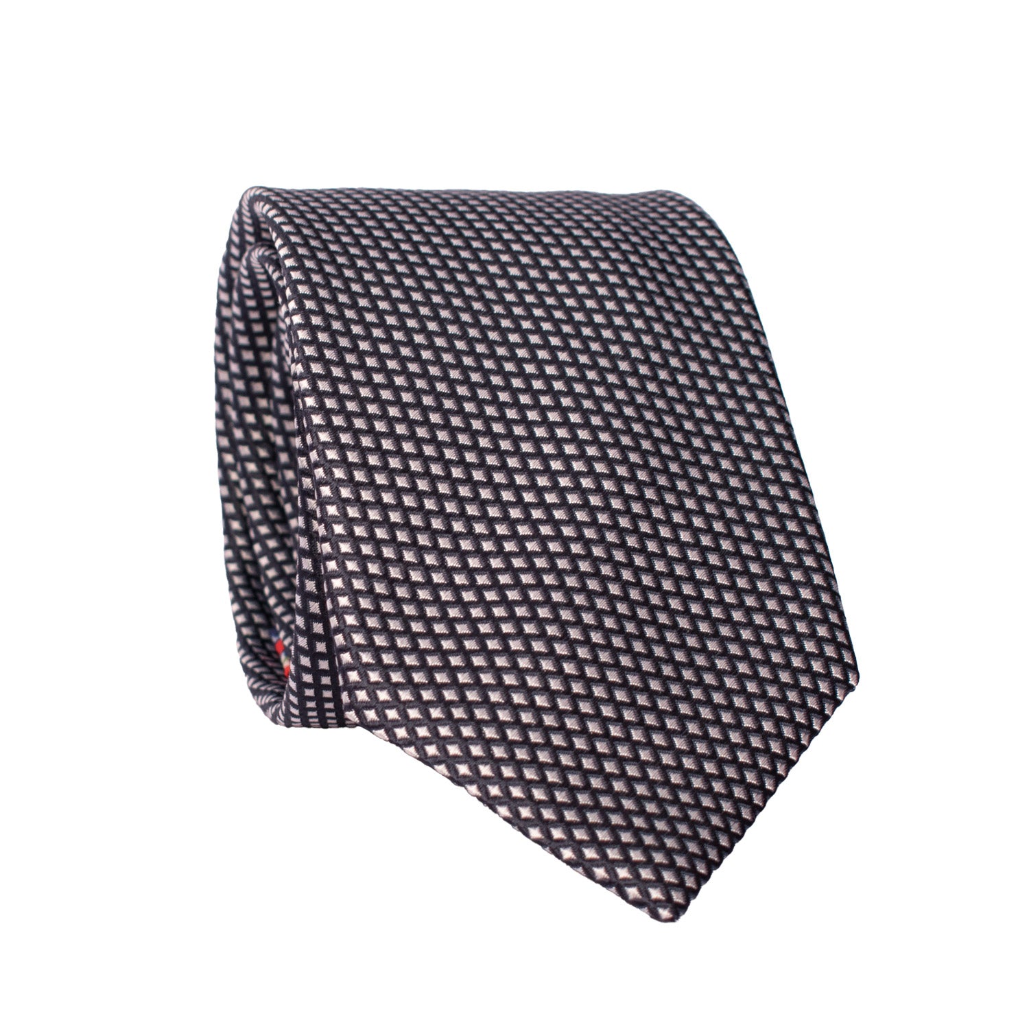 Cravatta da Cerimonia di Seta Blu Grigia Argento CY6617 Arrotolata