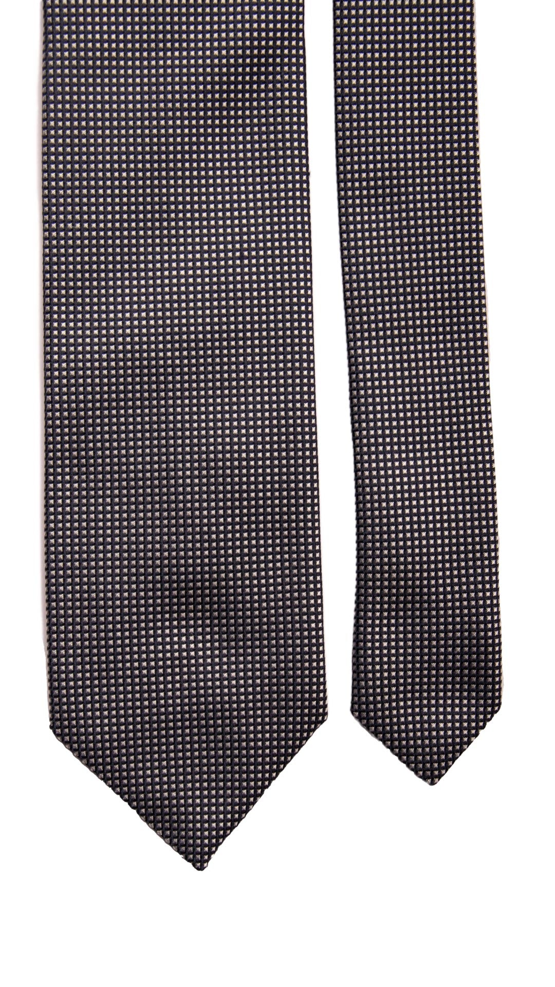 Cravatta da Cerimonia di Seta Blu Grigia Argento CY6620 Pala