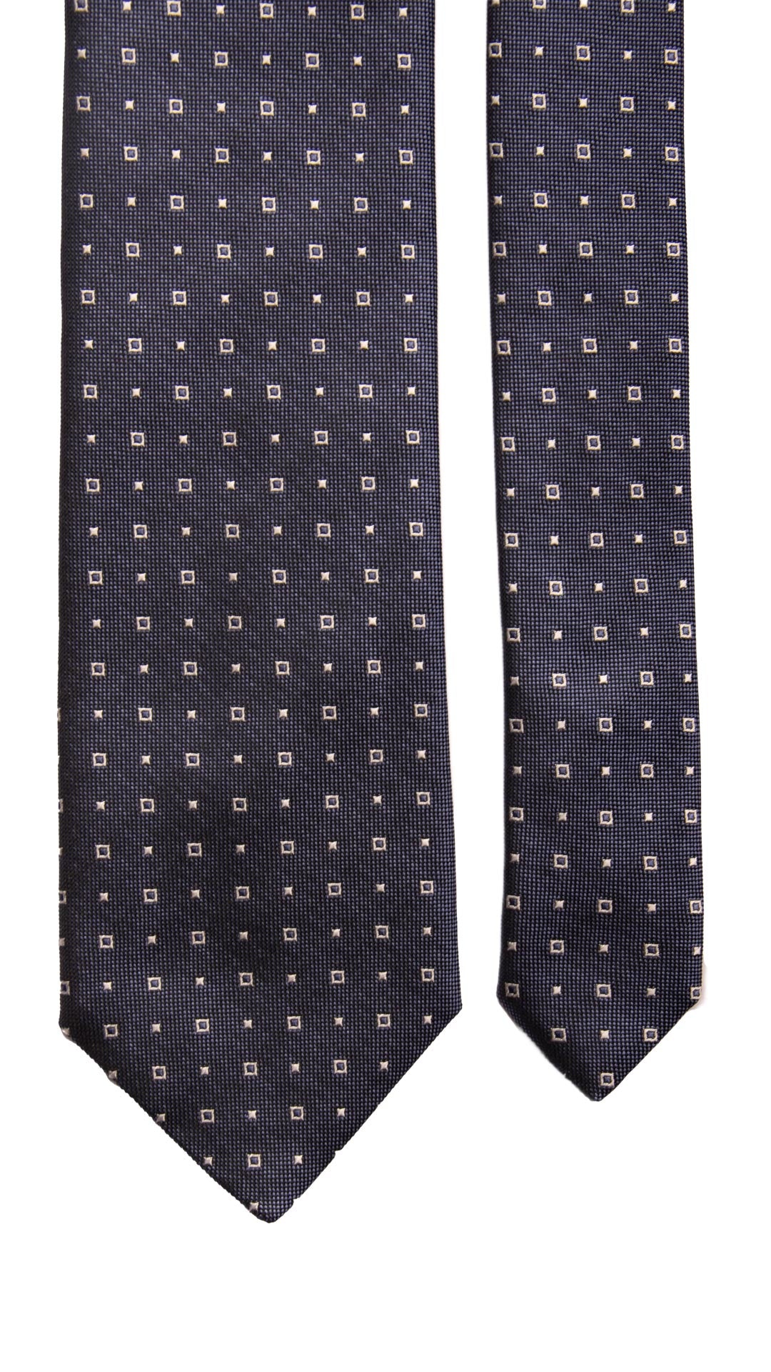 Cravatta da Cerimonia di Seta Blu Navy Fantasia Bianca CY6644 Pala