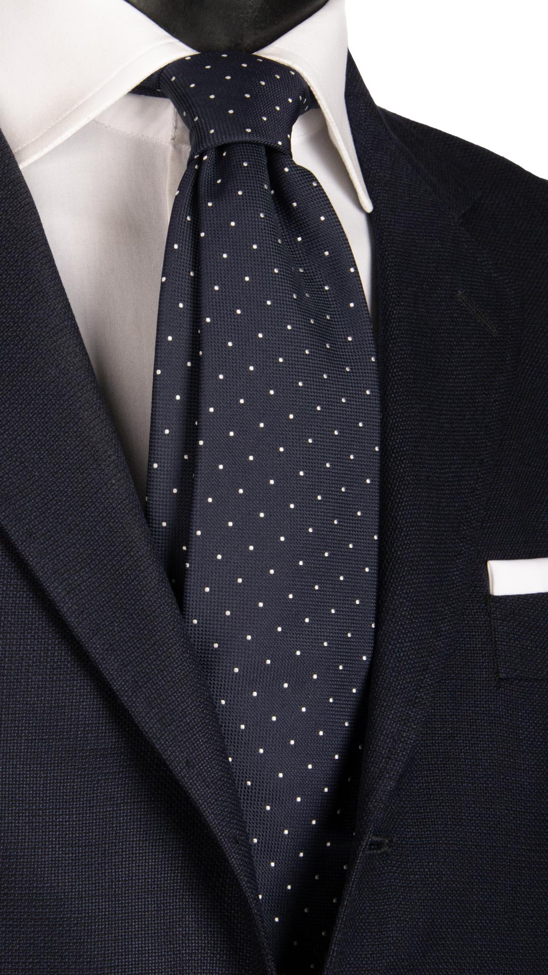 Cravatta da Cerimonia di Seta Blu a Pois Bianchi CY6638 Made in Italy Graffeo Cravatte