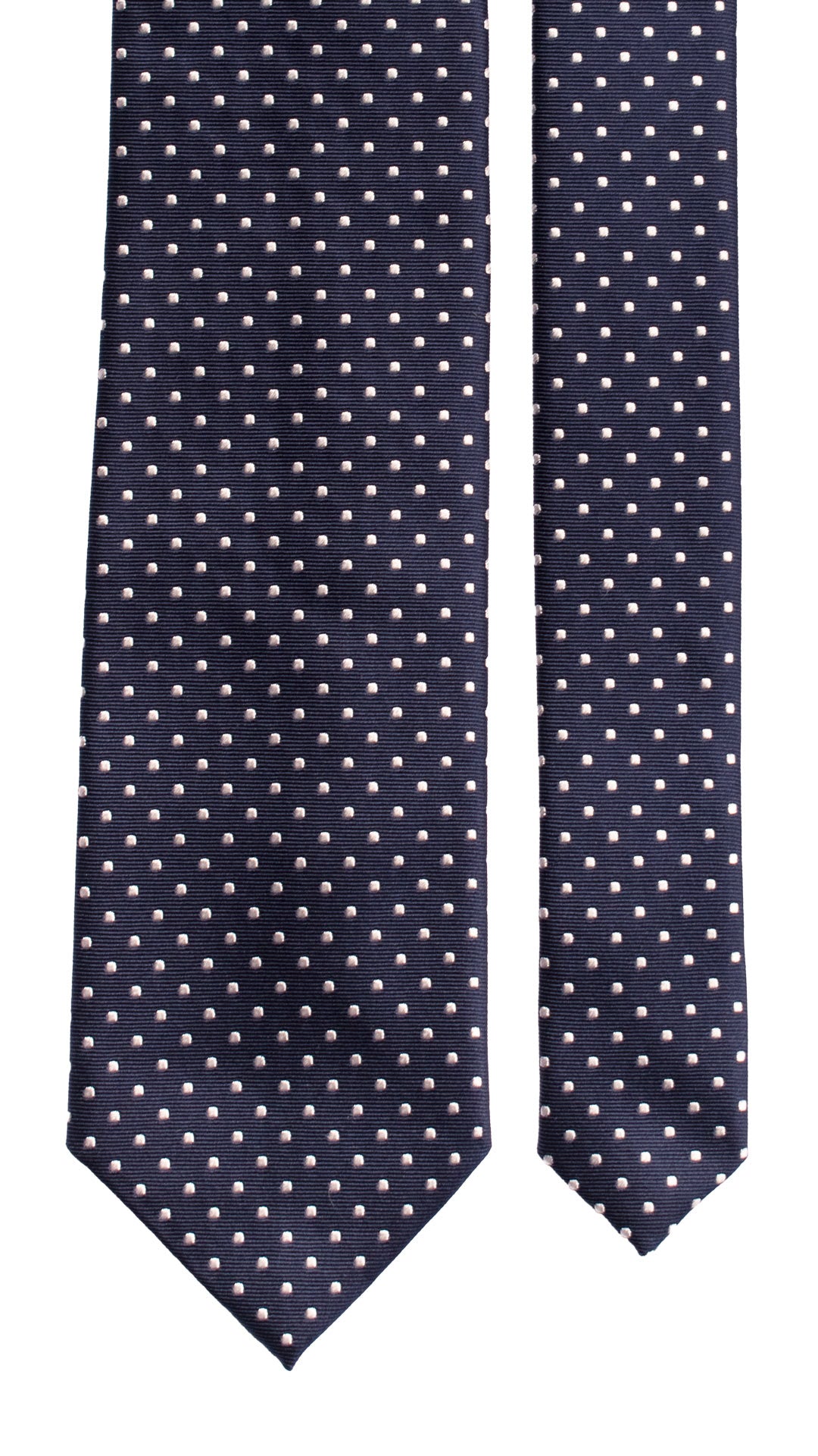 Cravatta da Cerimonia di Seta Blu a Pois Bianco Perla CY6934 Pala